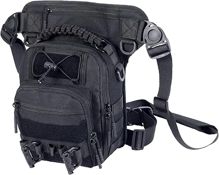 Tactical Drop Leg Bag with Concealed Carry Holster Motorcycle Thigh Pouch for Outdoor, Hiking & EDC Gear, Black