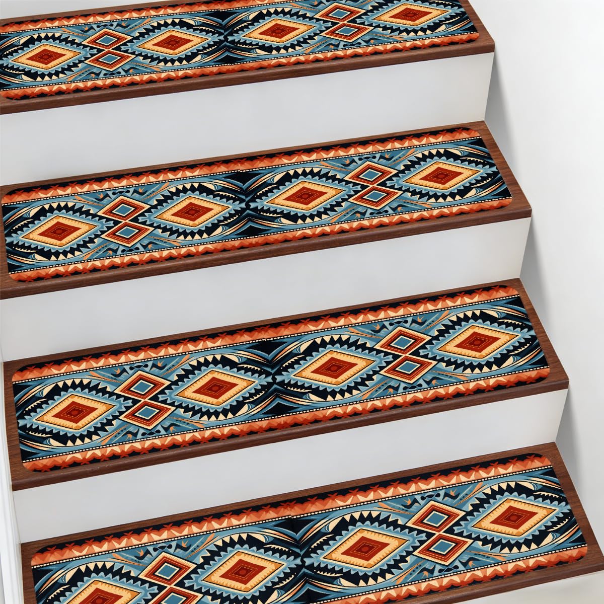 Alfombras para escaleras Mexpekil de 7.8x30" bohemias antideslizantes
