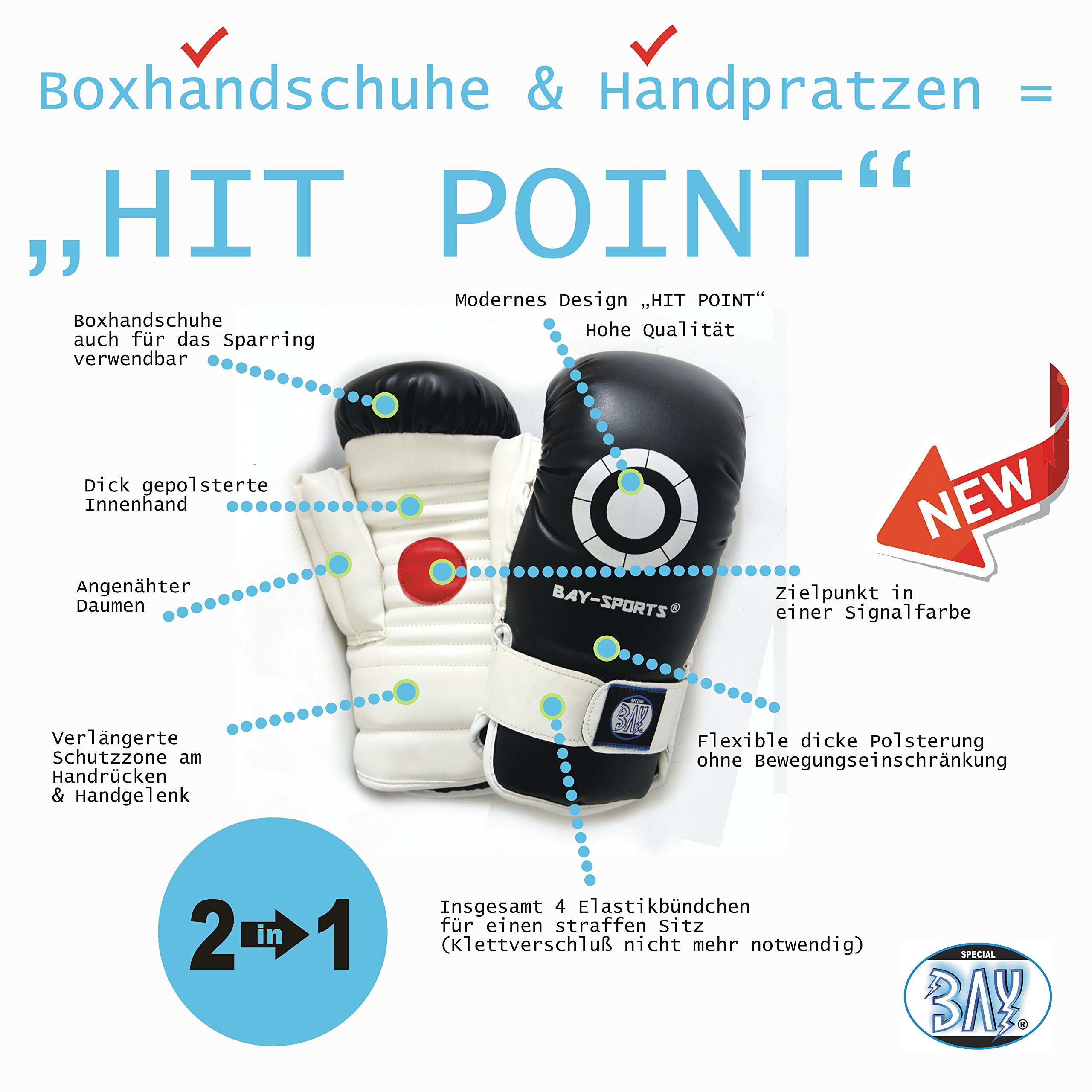BAY HIT Point Boxhandschuhe/Pratzen 2 in 1 Handpratzen Sparring Training Coach Trainer Schlagpolster Schlagkissen Trainerpratzen Schlagmitts Coachingpratzen Handschlagpolster Boxhandschuhpratzen