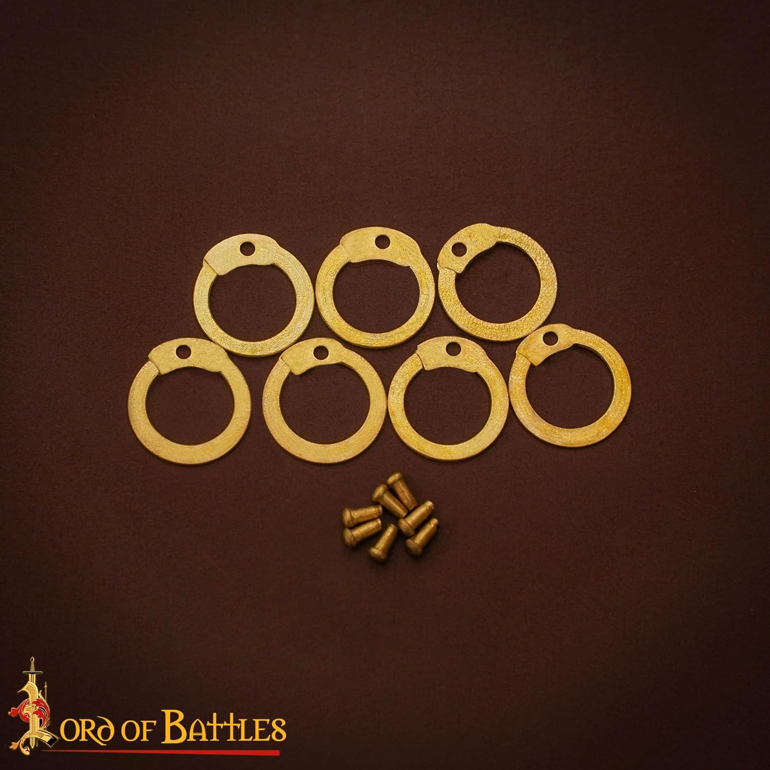 Lord of Battles 200G-1Kg Chainmail Loose Rings for Armor Crafting Perfect for DIY Chainmail Projects & Armor Repairs (200 Gm Brass Rings Round Riveted - 9mm 18 Gauge)