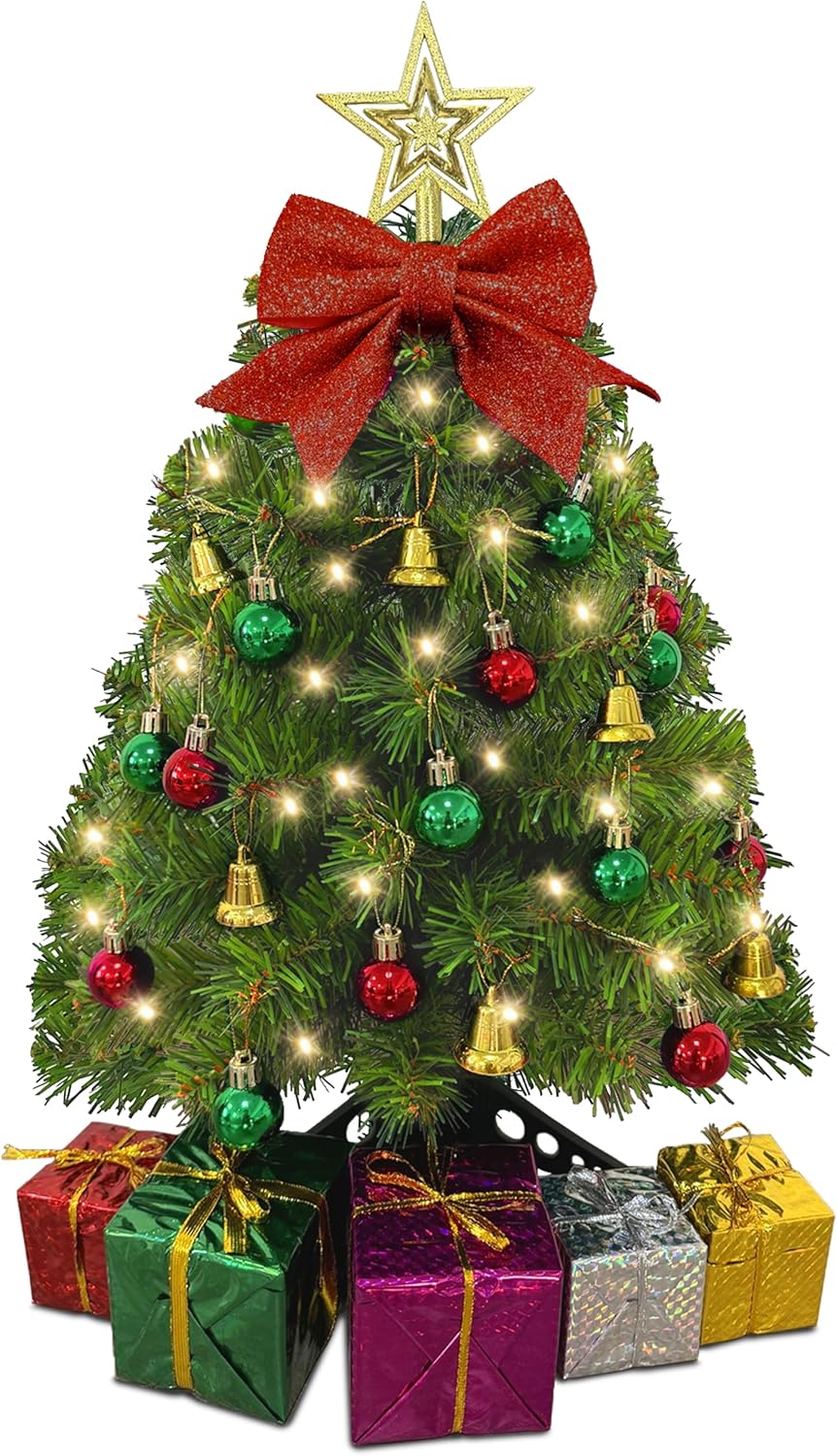 Small Christmas Tree with Lights 23 Inch Mini Tabletop