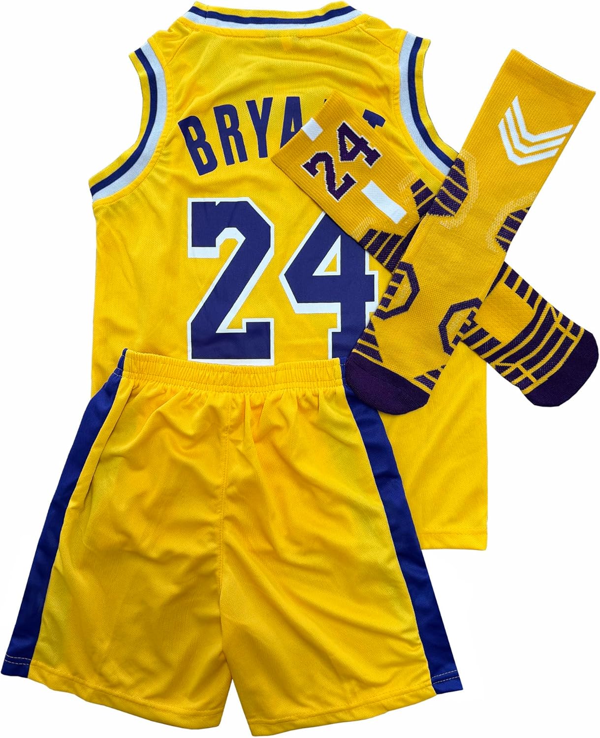 Youth Basketball Jersey Kids Outdoors Sport T-Shirt & Shorts & Socks for Boys Girls 6-13Years