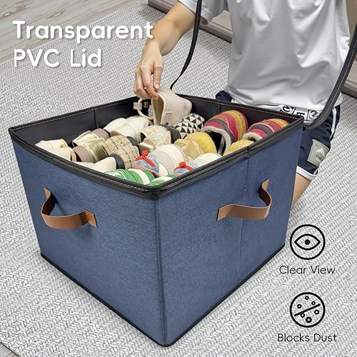 Miniatura 5 de Organizador de Zapatos para Closet, Paquete de 2 Contenedores de Almacenamiento de Zapatos con Cubierta Transparente, Divisores Ajustables que Caben