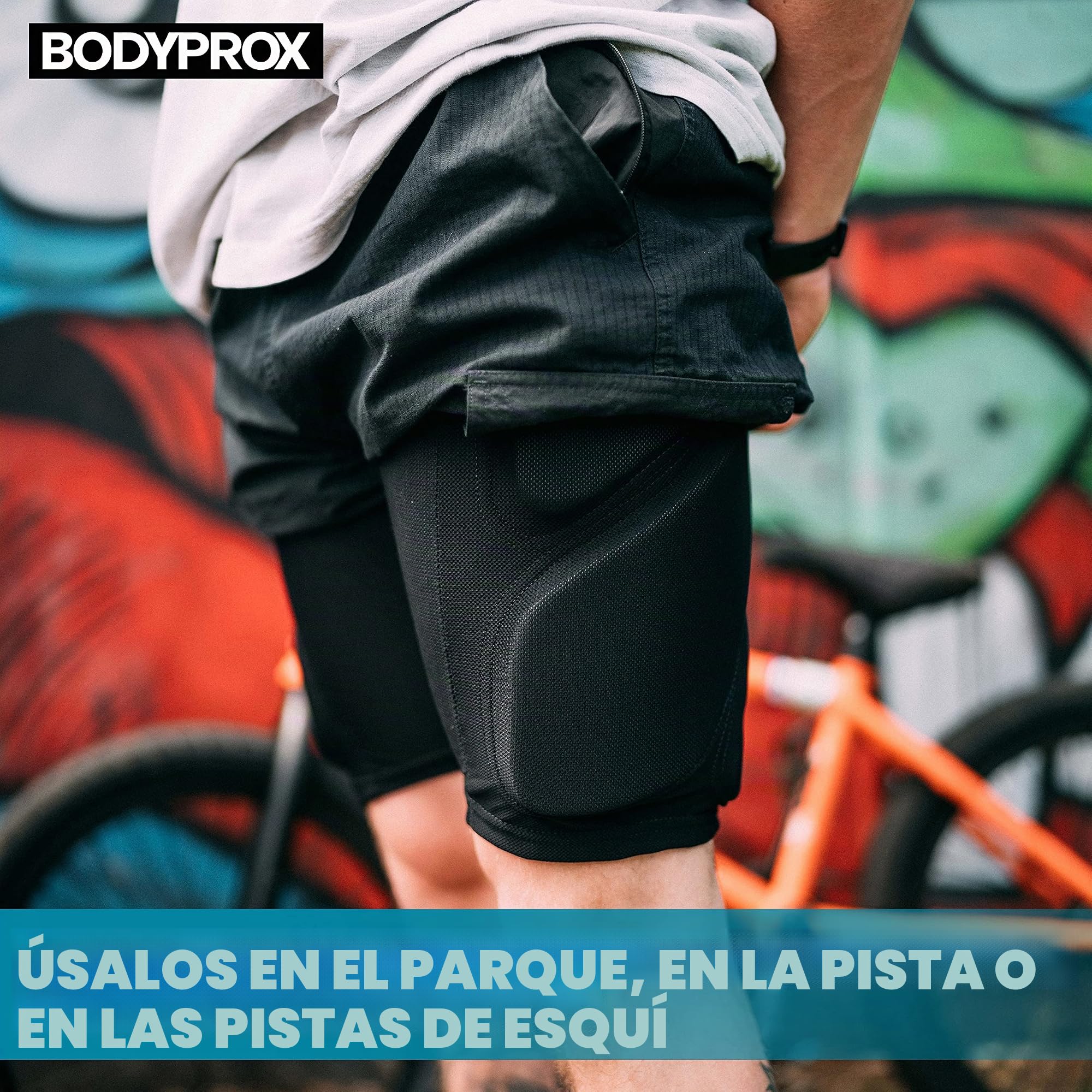 Bodyprox - Pantalones Cortos Protectores Acolchados para Snowboard, Patinaje y esquí, protección Tridimensional de la Cadera, el Trasero y el coxis