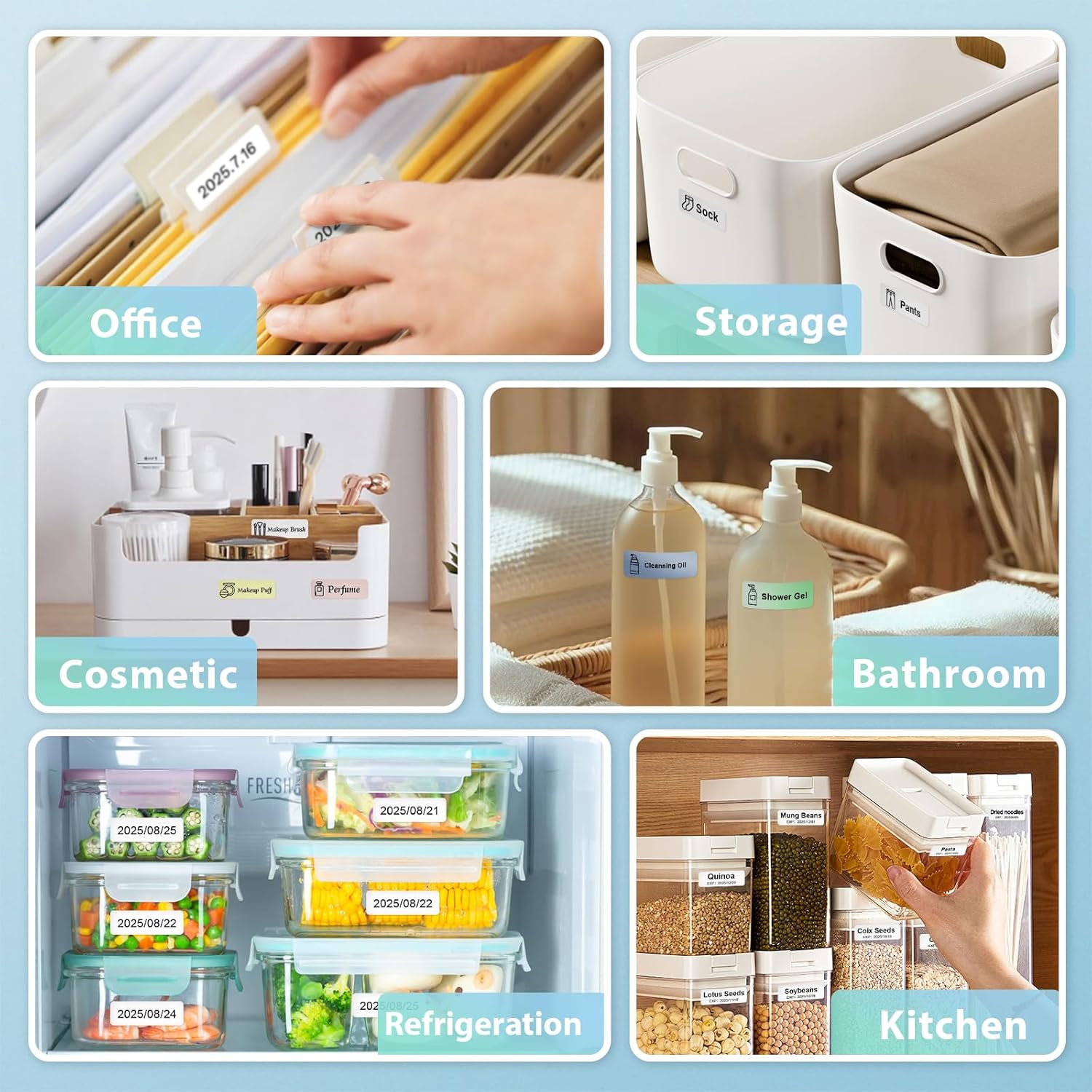 Label Maker Machine with Tape, Small Portable Bluetooth Label Printer, Handheld Mini Labeler for Home, Kitchen, Office, Waterproof Label Makers for Labeling, Gift, Kids School Items, White