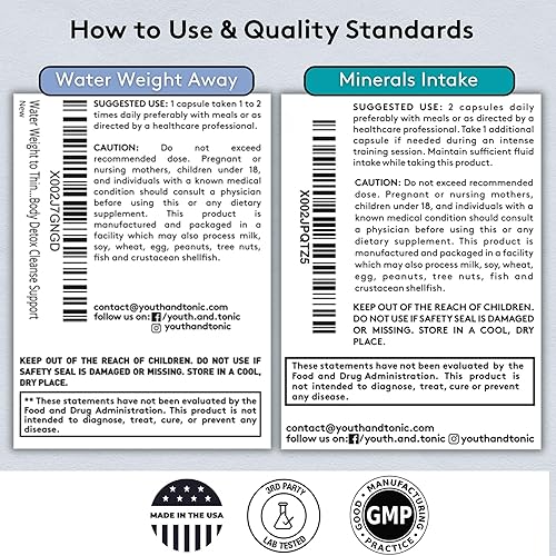 Miniatura 7 de Youth & Tonic Píldoras para eliminar el peso del agua – Deshinchazón y retención de agua para hinchazón del vientre, diurético natural para mujeres