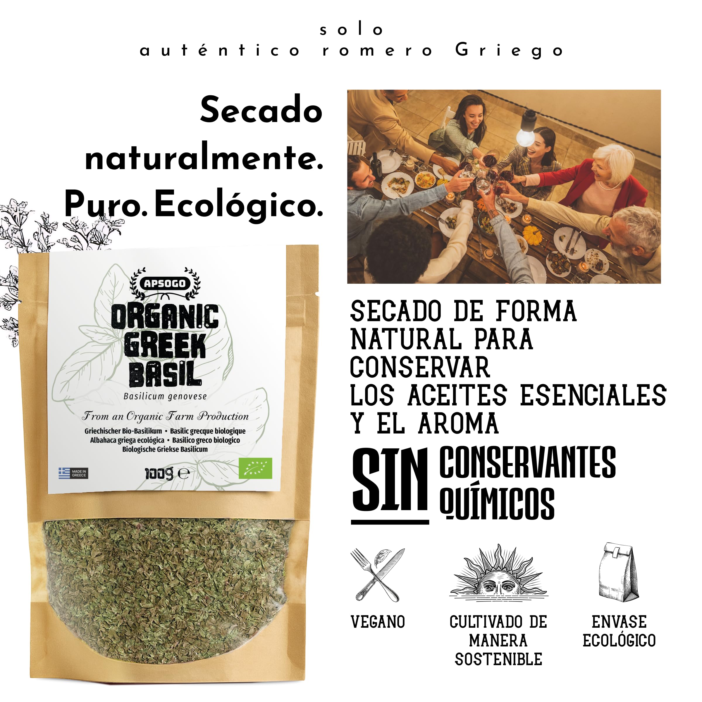 Apsogo Albahaca – Albahaca orgánica seca de Grecia