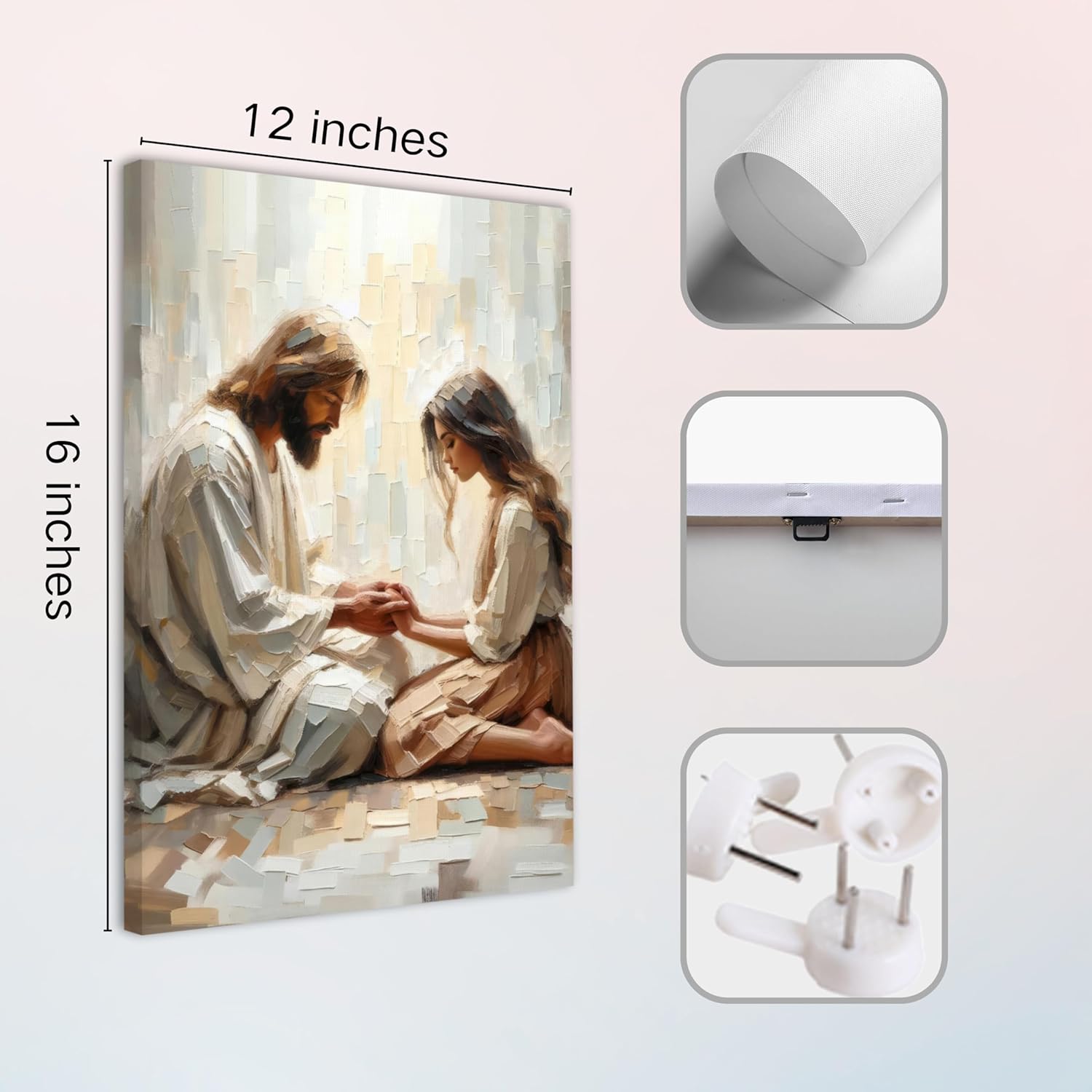 3 Pcs Christian Wall Art Jesus Decor Christ Religion Canvas Wall Decor Jesus Art Pictures Posters Prints Religious Paintings Room Decor for Church Prayer Room Christian Schools Hospitals 12'' x 16''