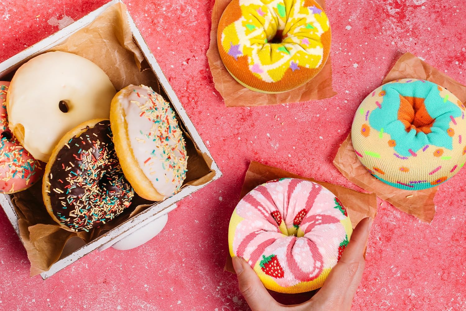 Funny Donut Burger Food Socks Box, Crazy Socks for Women Teen Girls, Birthday Christmas Stocking Stuffers Gag Gifts - Image 2