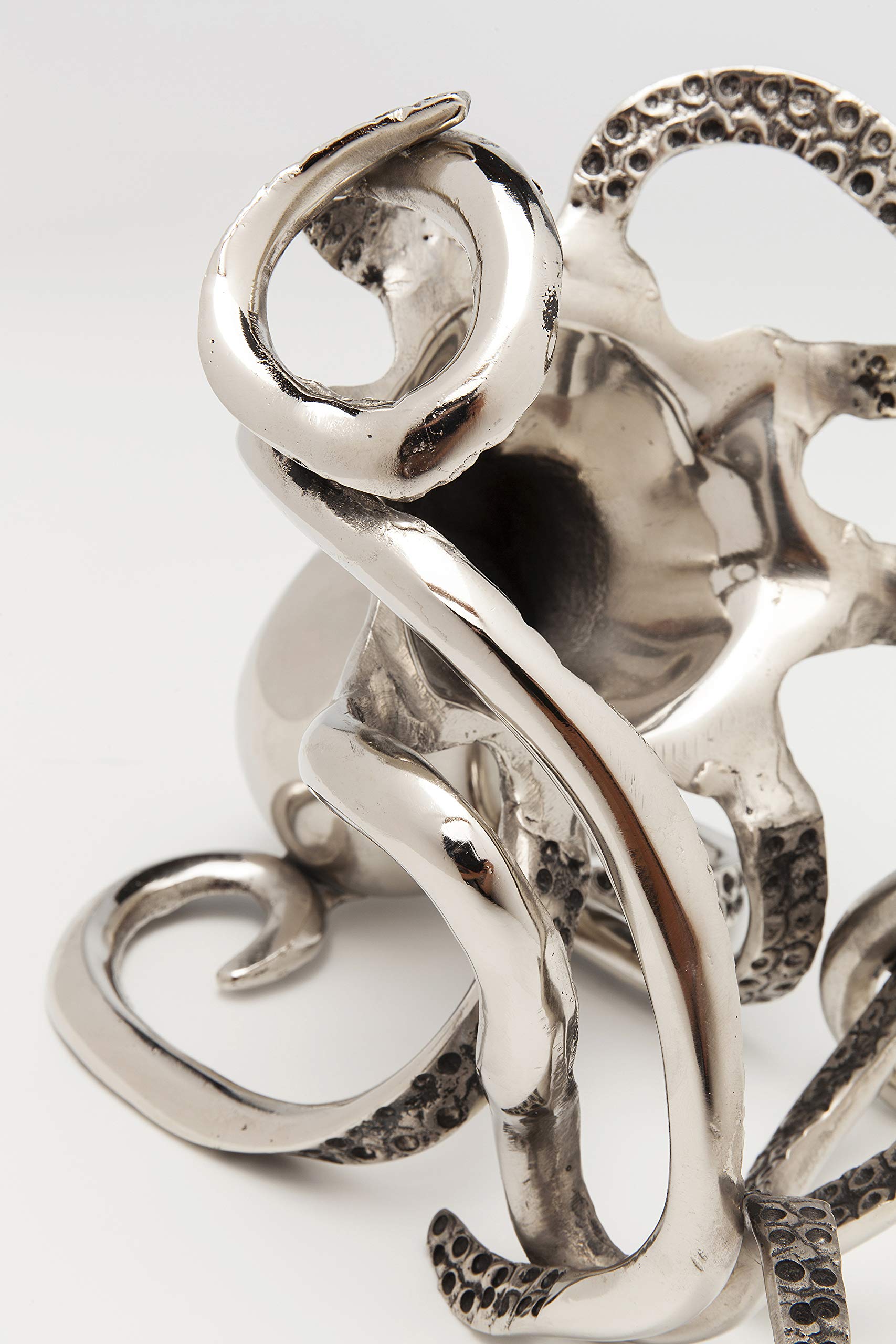 Kare Design Porte-bouteilles Octopus, Argent, Aluminium, 23x17x20 cm | Design déco, accessoire de table en aluminium, pour vaisselle et accessoires de table