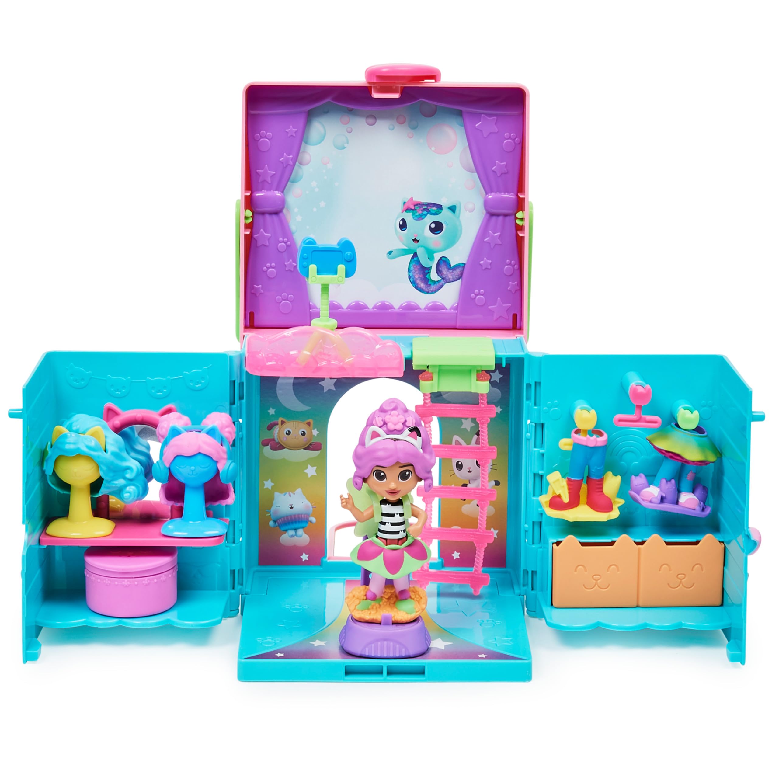 Gabby’s Dollhouse, Rainbow Closet Portable Playset with a Gabby Doll, Surprise Toys and Photo Shoot Accessories, Kids’ Toys for Ages 3 and up