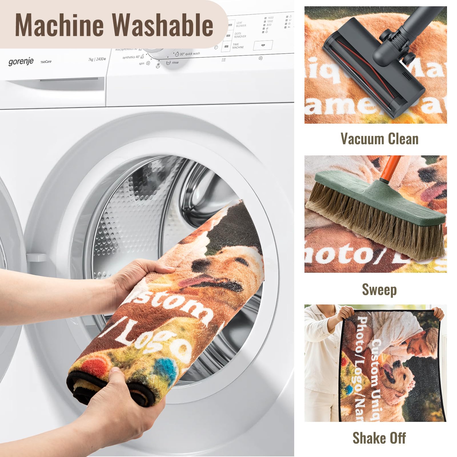 Personalisierte Fußmatte, individueller Teppich mit Foto, Logo & Text, rutschfeste waschbare Bodenmatte, Geschenk für Einzug, Haustier-Geschenk, Maßgeschneiderte Geschenke(50 x 75 cm)