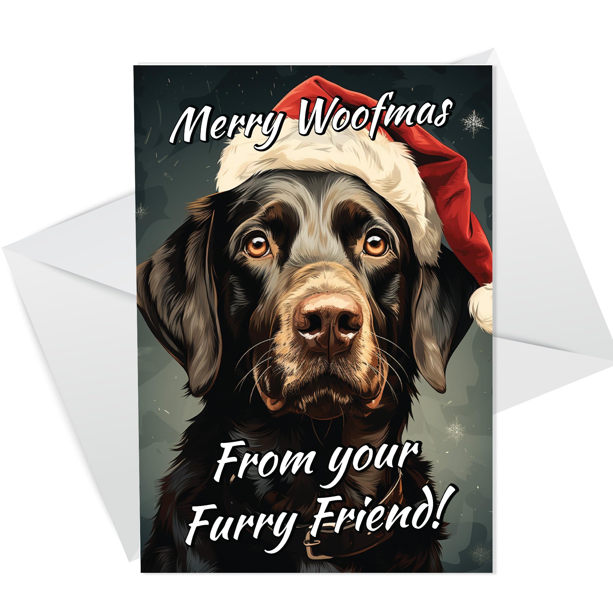 RED OCEAN Woofmas Funny Christmas Card From Dog Labrador, Dog Christmas Card For Mum Dad, Funny Dog Greetings Card, Labrador Dog Greetings Card, Card From Dog