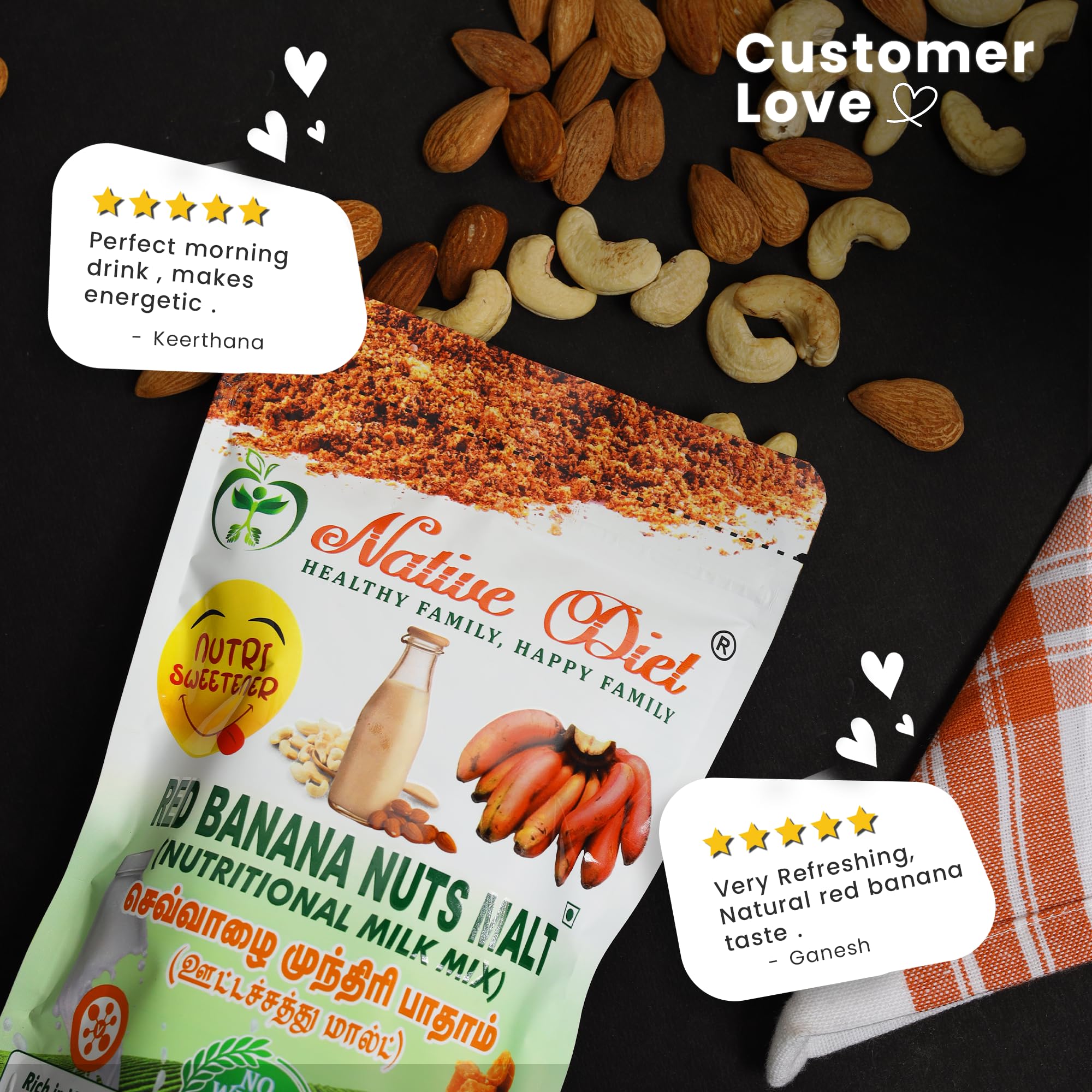 Native Diet Red Banana| Energy Booster For All Ages|Nutritional Milk Mixes|Vegan Friendly|Tasty & Healthy|Natural Sweetness|Stamina & Immunity Boost|All Natural Ingredients|Healthy Drink (250) - Image 5 thumbnail