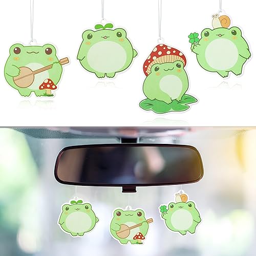 ANGOLIO Spring Frogs - Ambientador para automóvil, diseño de ranas de dibujos animados, fiesta de primavera para niños y niñas, de larga duración,