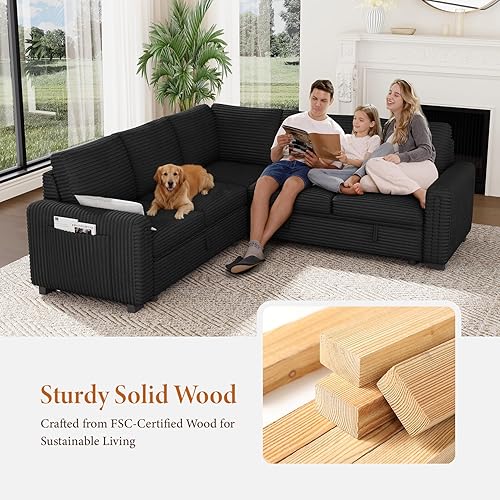 Miniatura 8 de Vesgantti Sofá Seccional Cama de 88.4" con Cama Extraíble, Sofá Seccional Modular en Forma de L de 5 Asientos con Almacenamiento, Cómodo Sofá