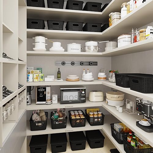 Miniatura 2 de Cesta de almacenamiento con tapas (negro, paquete de 10)