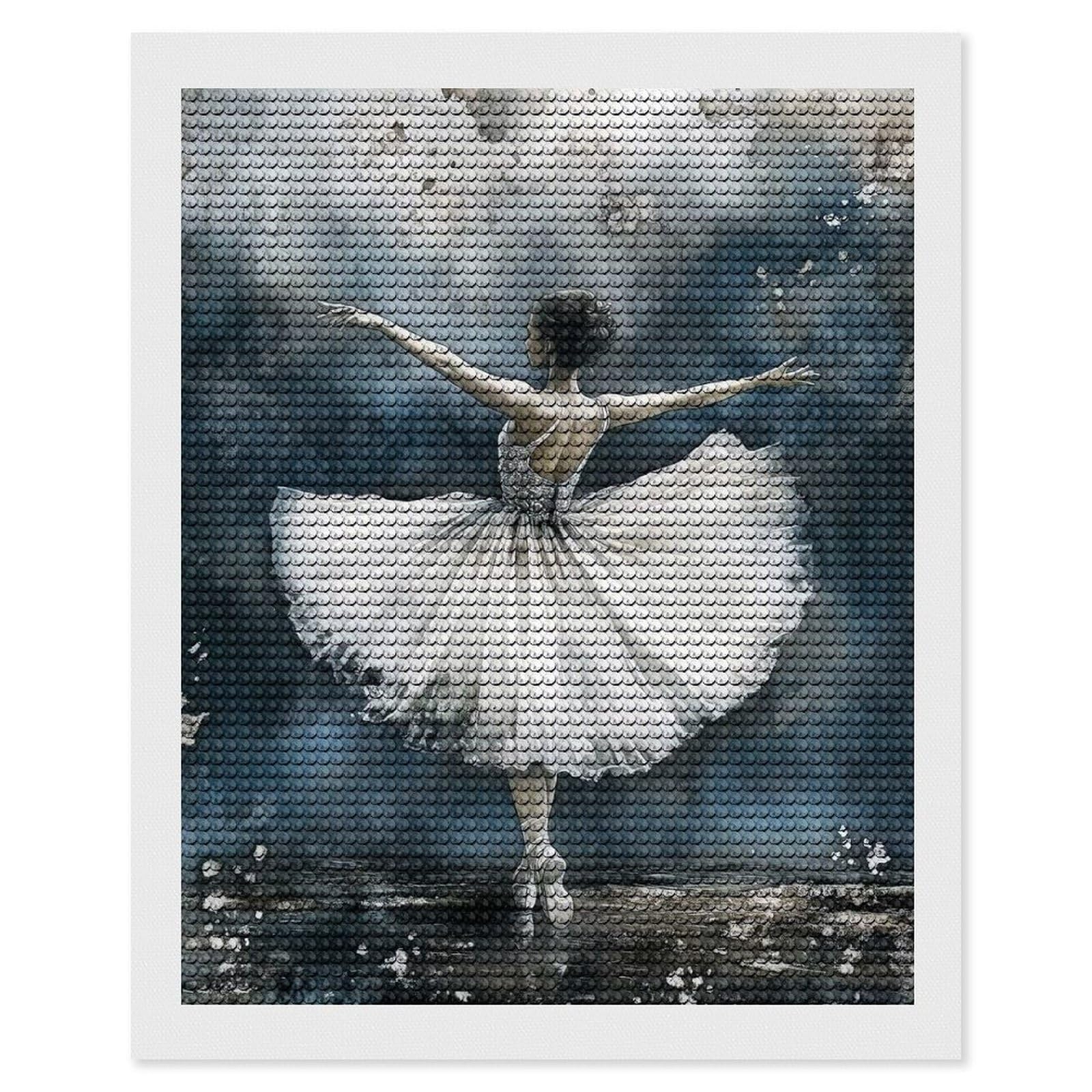 Junmoney Ballerina in White Tutu Watercolor Painting Round Drill Diamond Painting 16"x20", Satisfying Creative Project, Complete Accessories, Printed Canvas