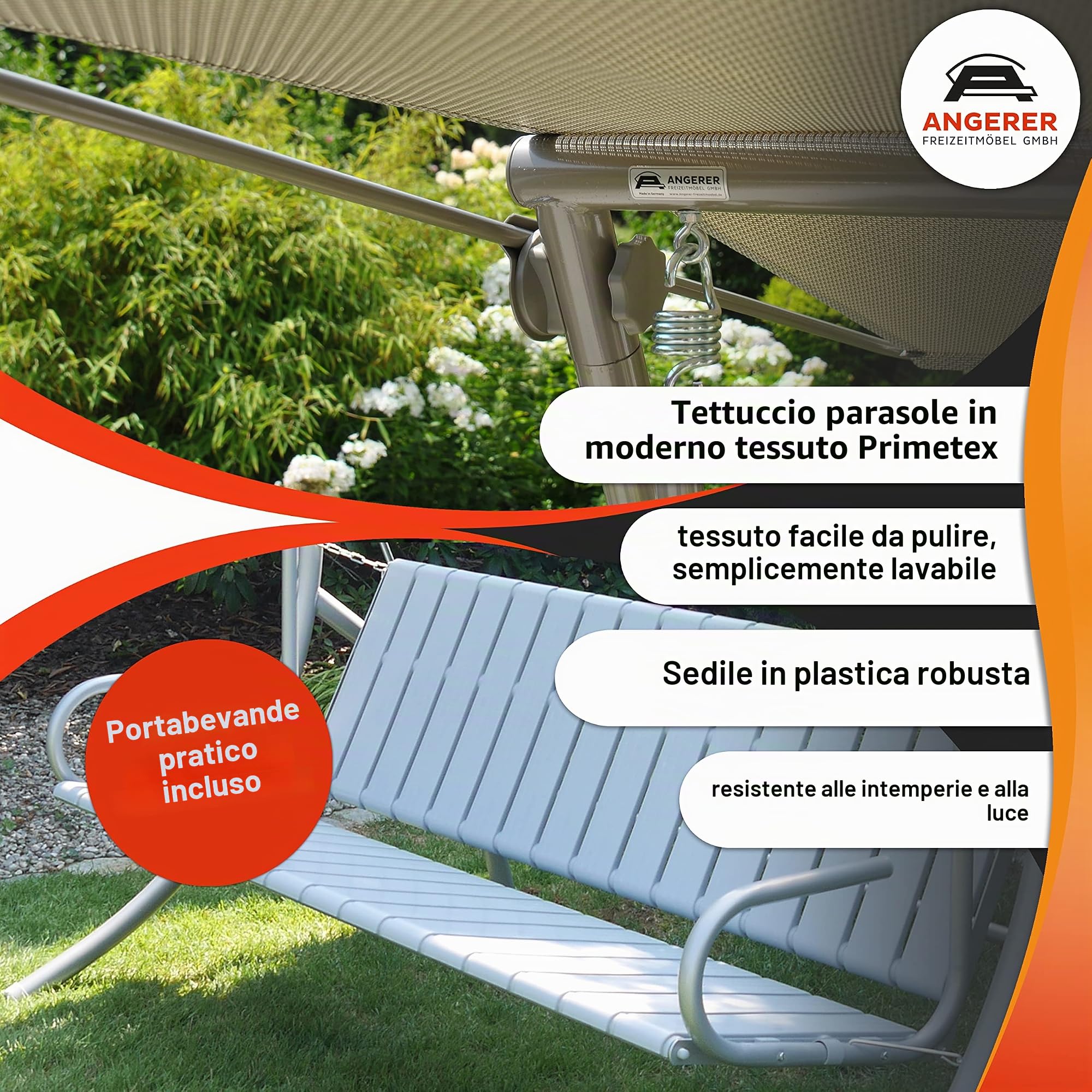 Angerer Drift Smart Dondolo 3 posti Design, Coffee