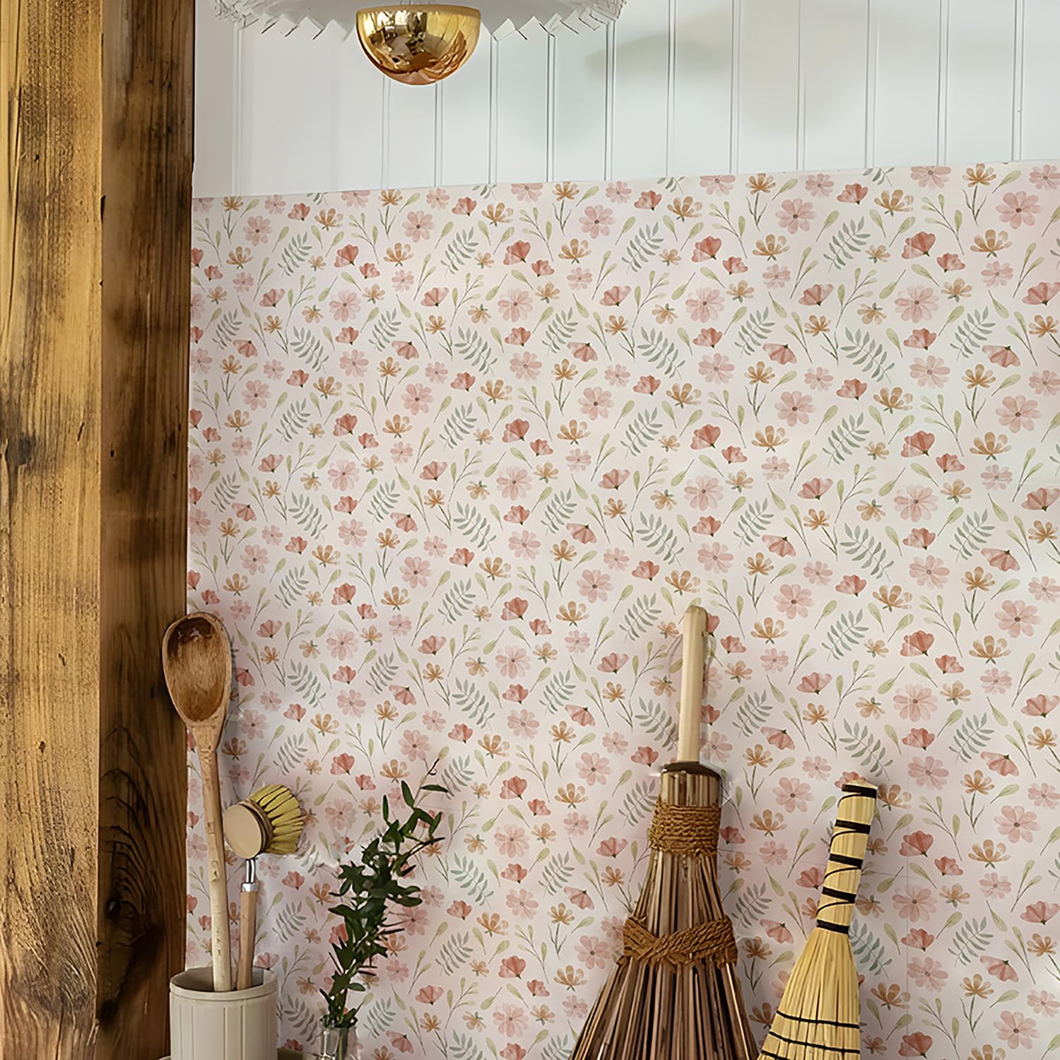 Alwayspon Tile Sticker, Pink Flowers Self Adhesive Stick on Tiles Transfer Sticker for Bathroom Kitchen, Splashbac, Peel and Stick Vinyl Floor Wall Tiles Sticker, 10PcsX20cm/8inch