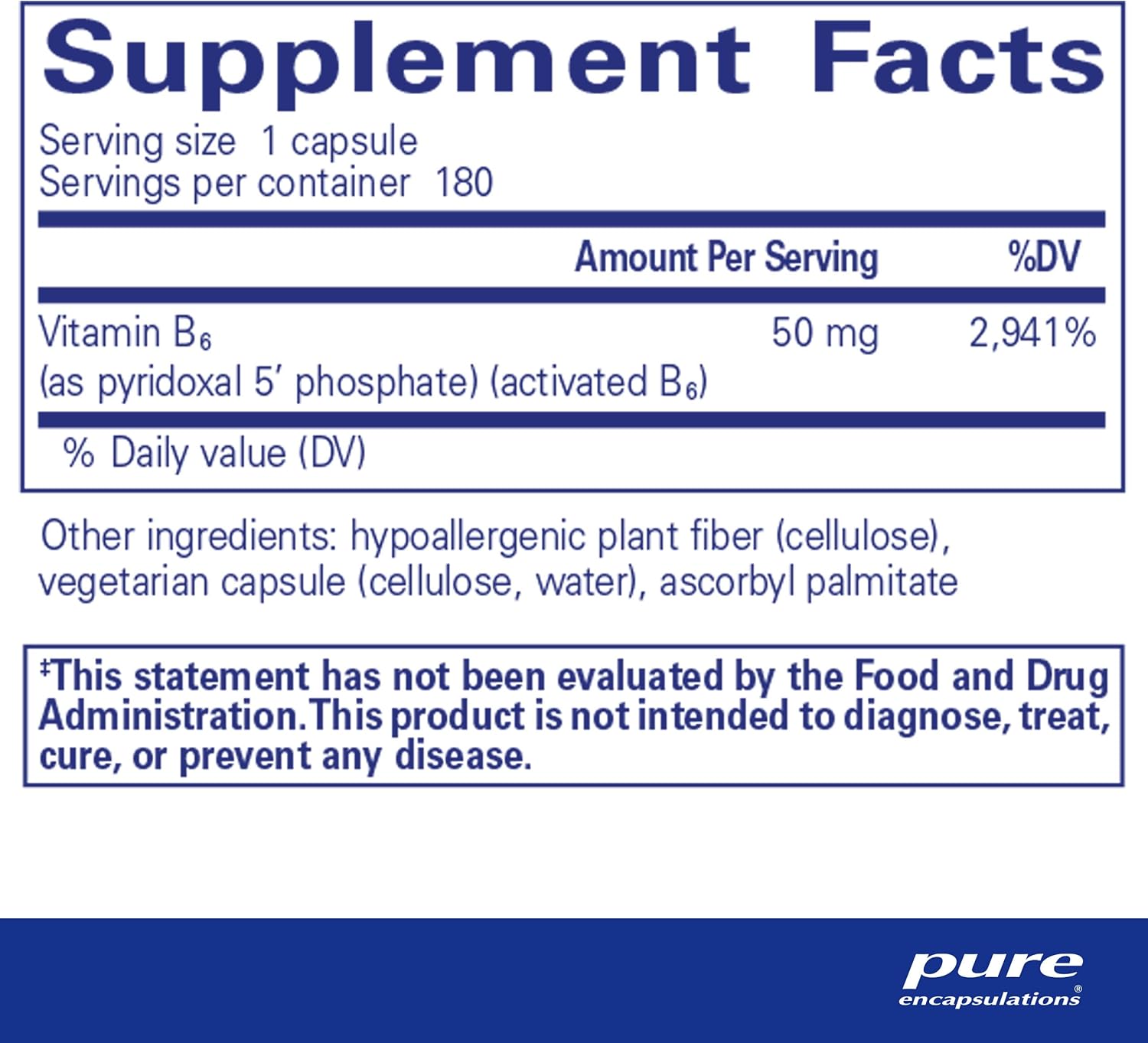 Pure Encapsulations P5P 50 | Vitamin B6 Supplement to Support Metabolism* | 180 Capsules : Health & Household