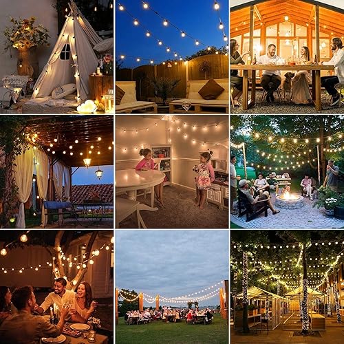 Miniatura 14 de ZOTOYI Tira de luces para exteriores de 50 pies, luces LED para patio con 27 bombillas G40 de plástico (2 de repuesto), impermeable, IP65 Edison