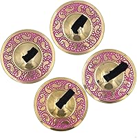 Vista 3 de DharmaObjects - 2 pares de dedos de latón profesional platillos zills danza del vientre bolsa de seda (rosa)