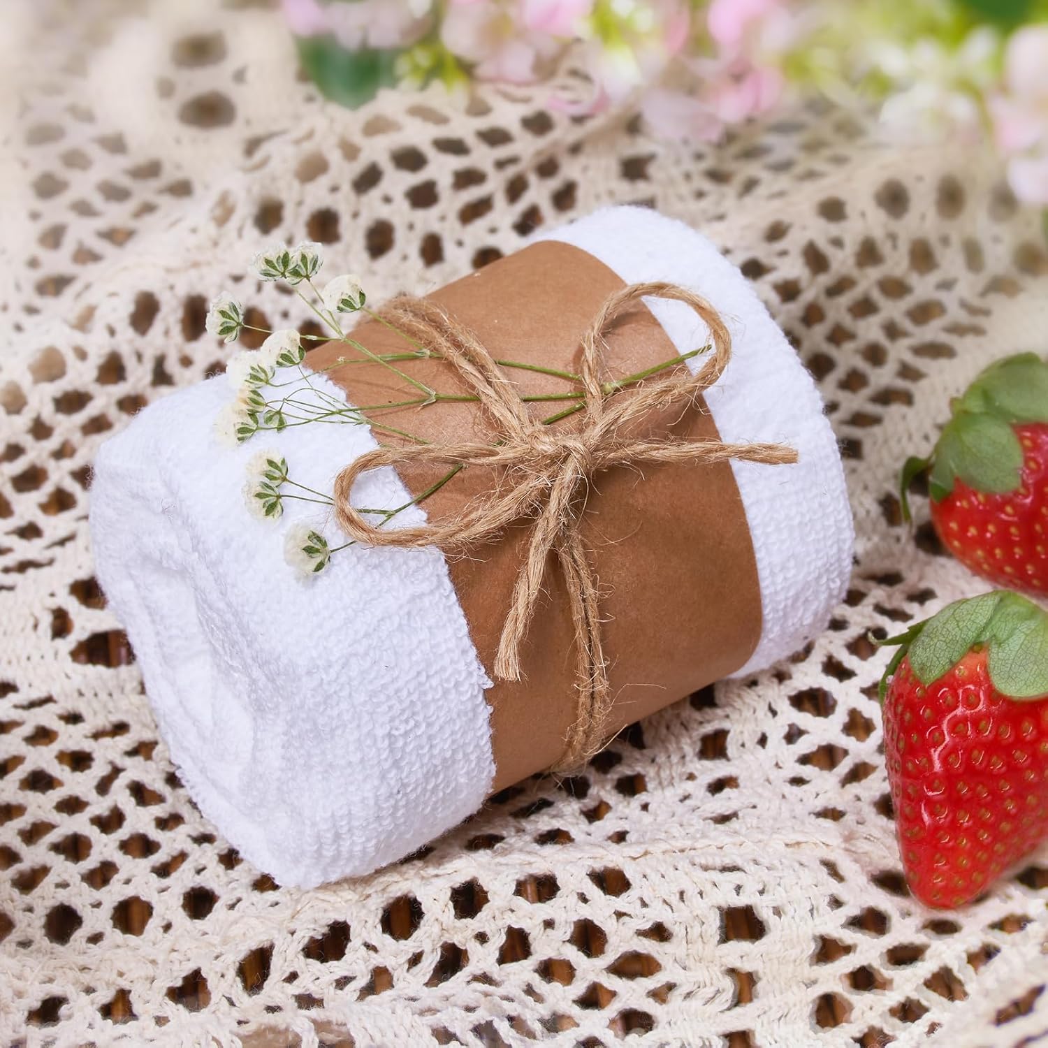 Natural Spa Gift Set for Her, Self Care Package for Women Spa Gift Basket, Wellness Spa Box, Bath and Body - Because you're worth it! (Medium, Strawberries and Cream)