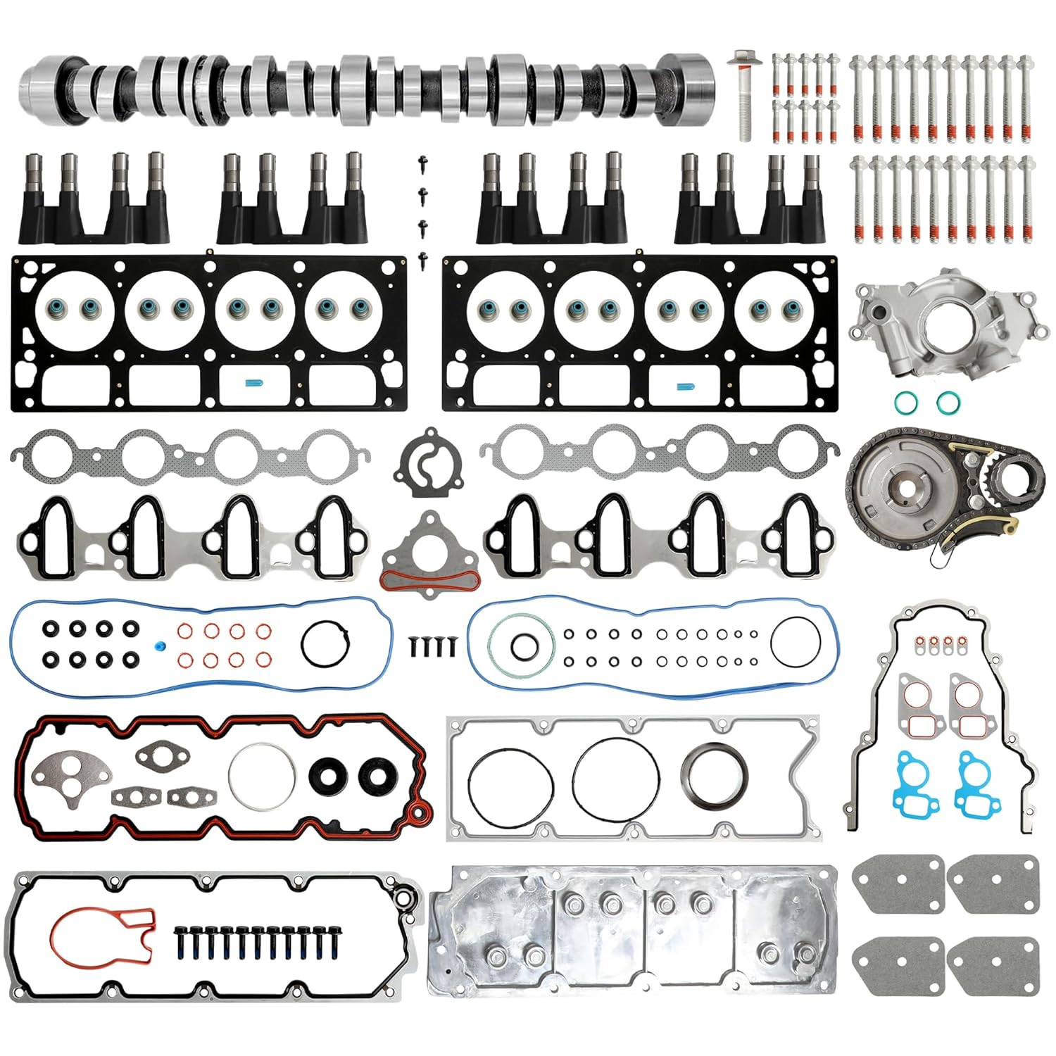 5.3 Non AFM DOD Disable Camshaft Lifters Kit Head Gasket Set Oil Pump Timing Chain kit Fit for GM Chevy Avalanche Silverado Suburban GMC Sierra 1500 Buick Rainier Saab 9-7x Yukon 5.3L V8 2007-2013