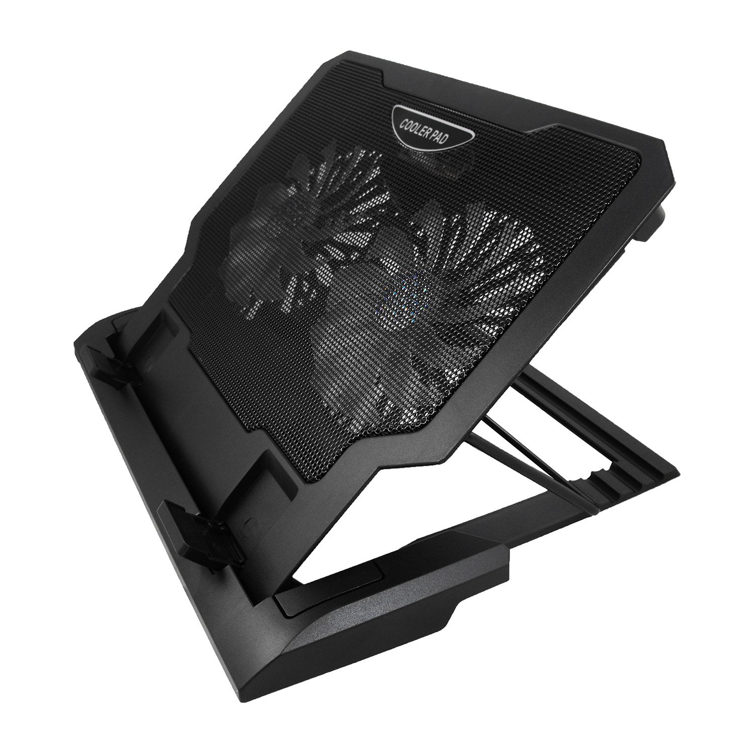 AABCOOLING NC65 - Refroidisseur pour Ordinateur Portable avec 2 Ventilateurs, Inclinaison Réglable et LED Bleu, Support de Refroidissement PC Portable jusqu'à 15,6 Pouces et Consoles
