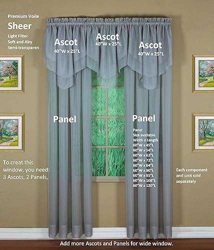 Vista 132 de Today's Curtain - Cortina Emelia de gasa original, panel de 84 pulgadas, negro, 60 pulgadas de ancho x 84 pulgadas de largo