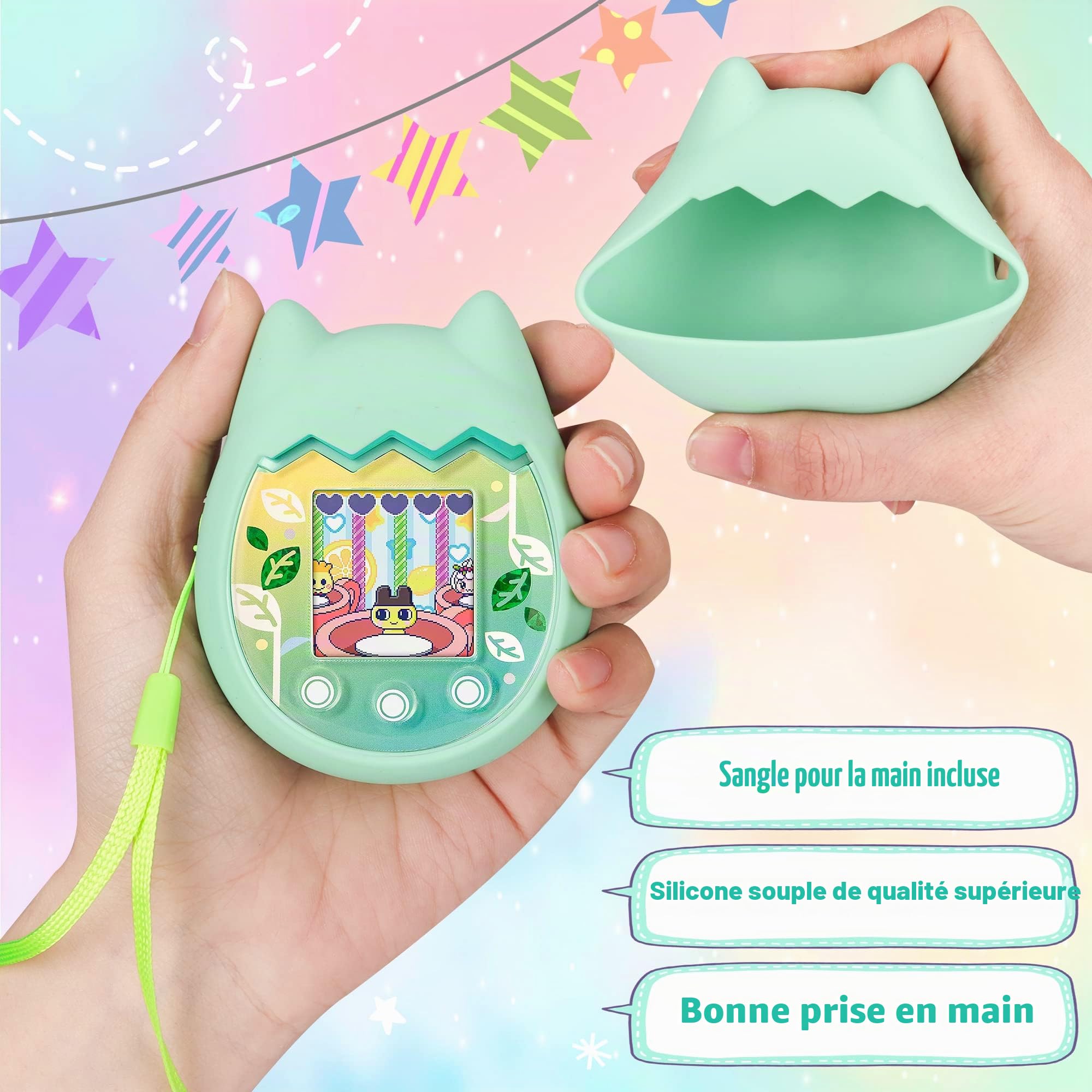 Housse en silicone et étui rigide Meetikar pour Tamagotchi Pix Protection d'écran et accessoire
