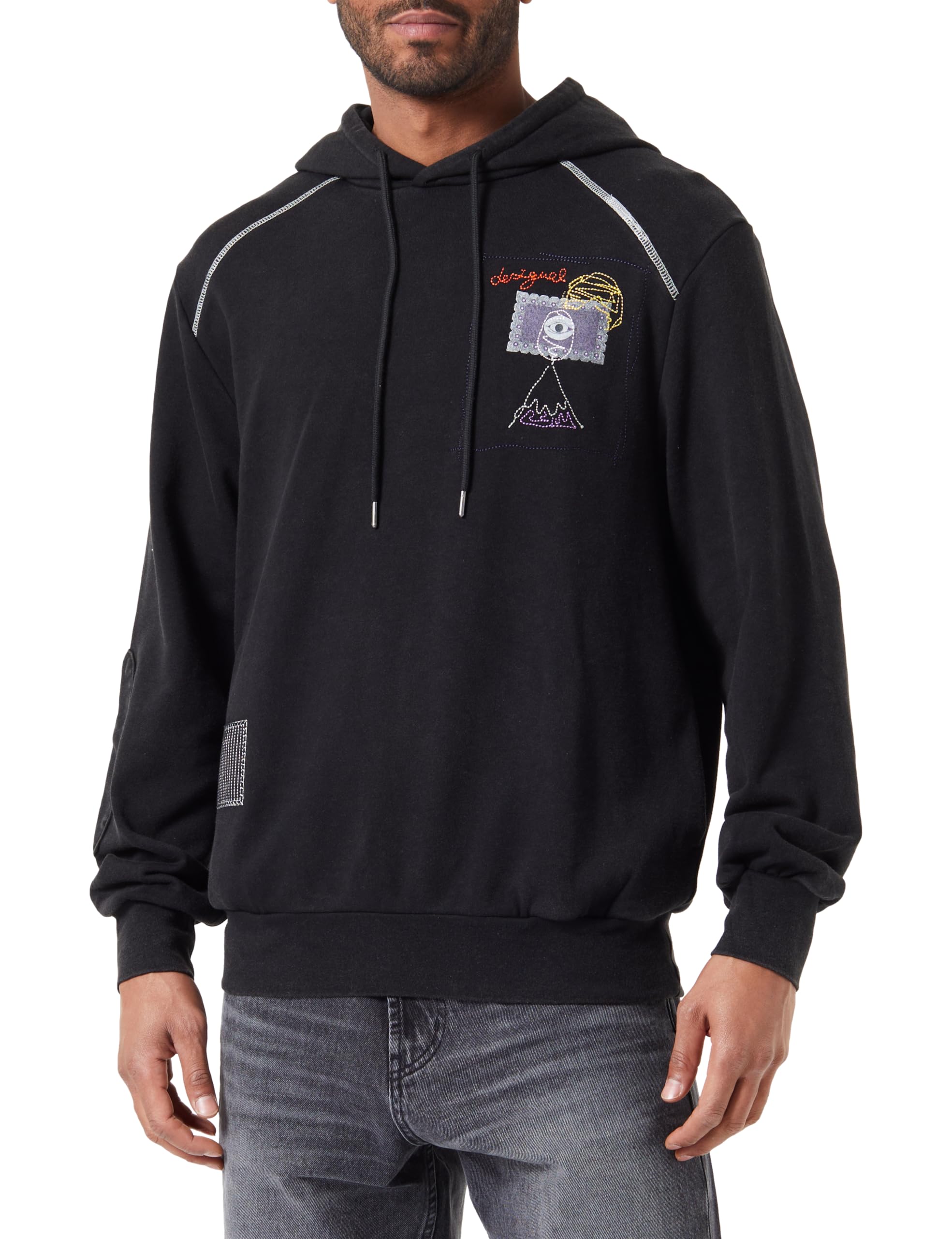 Desigual Sweat_Mario Sudadera, Negro, L para Hombre