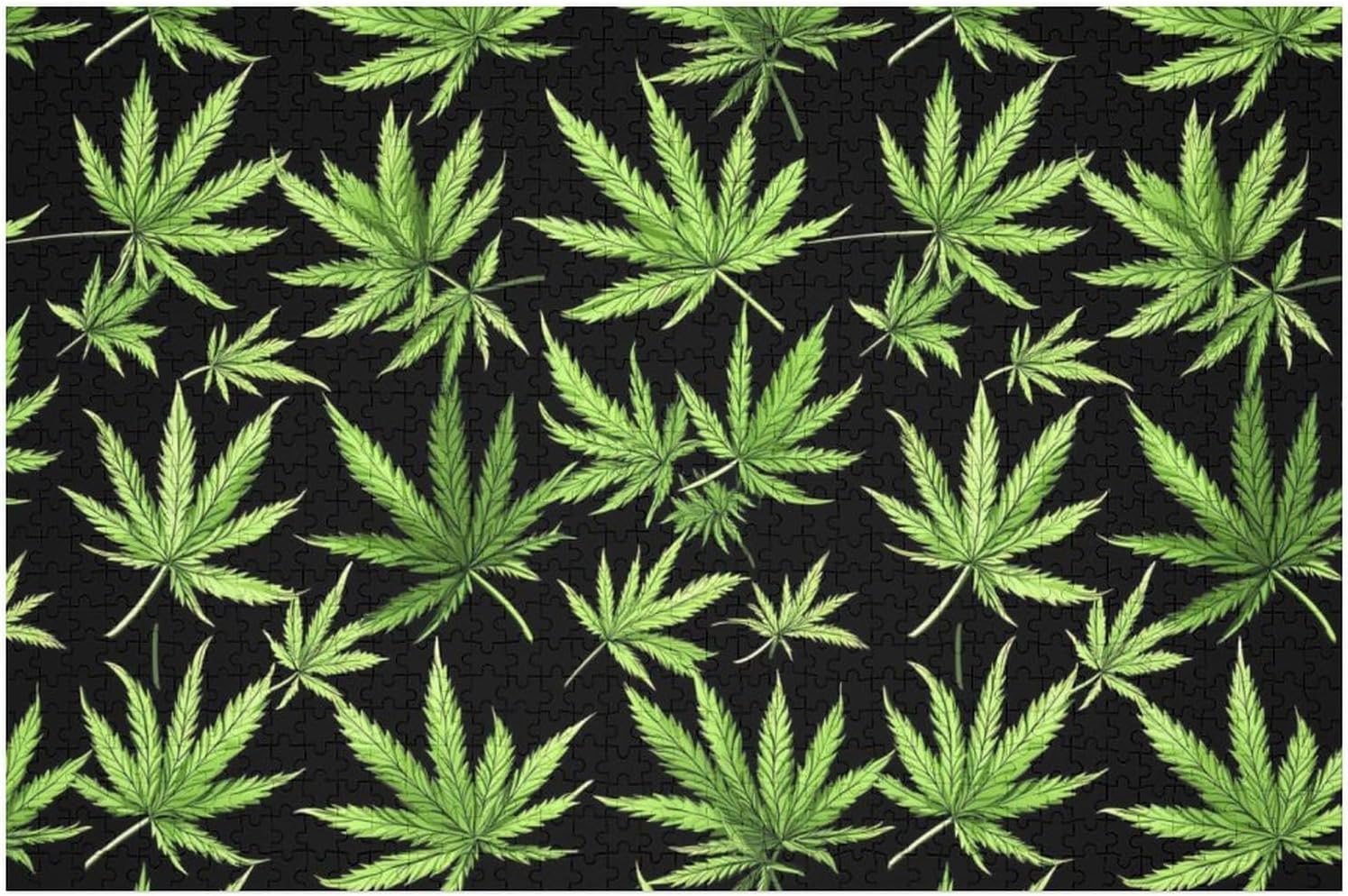 Green_Weed Wood Puzzle Challenging Jigsaw Puzzles for Women Men