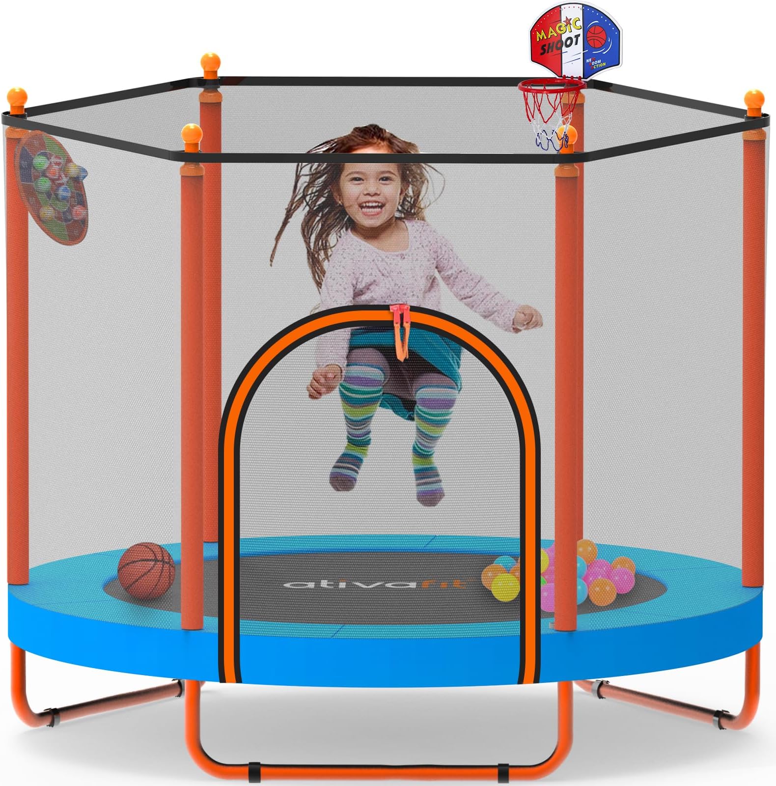 60'' Rebounder Trampoline Indoor Outdoor for Kids Ages 1-8,