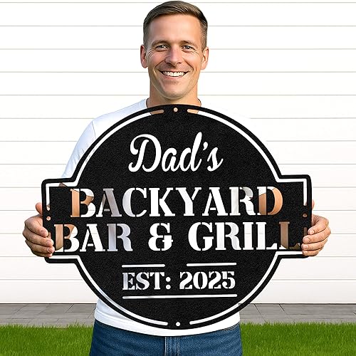 Miniatura 114 de Letrero de metal personalizado para barbacoa, letrero con nombre de bar personalizado para patio trasero, decoración de parrilla al aire libre,