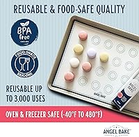 Vista 3 de Juego de 2 alfombrillas de silicona para hornear macarrones, antiadherentes para galletas, pasteles y más, para bandejas y hornos, paquete de 2