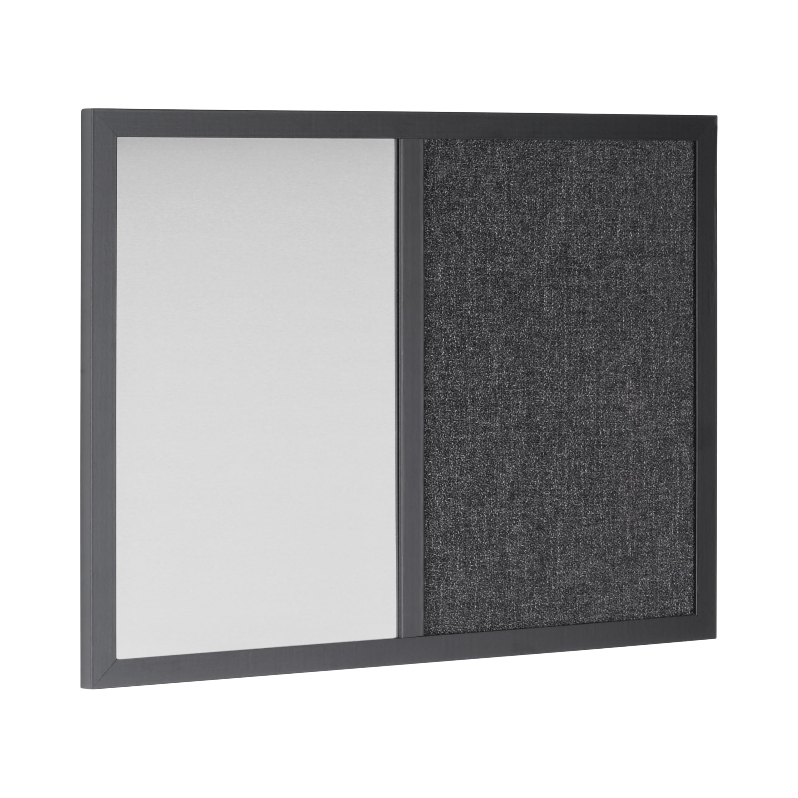 Bi-Office Black Shadow Pannello Per Avvisi Combo Con Tessuto Grigia e Lavagna Magnetica, Cornice Nera, 60 x 45 cm