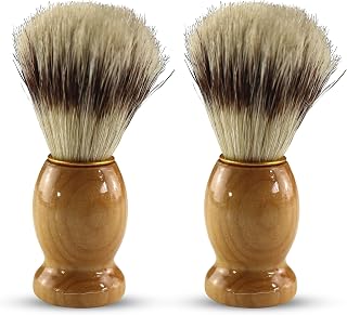 Iconikal 2-Pack Badger Hair Shaving Brushes with Wooden Handles - Premium Lather for Aerosol-Free Wet Shaving