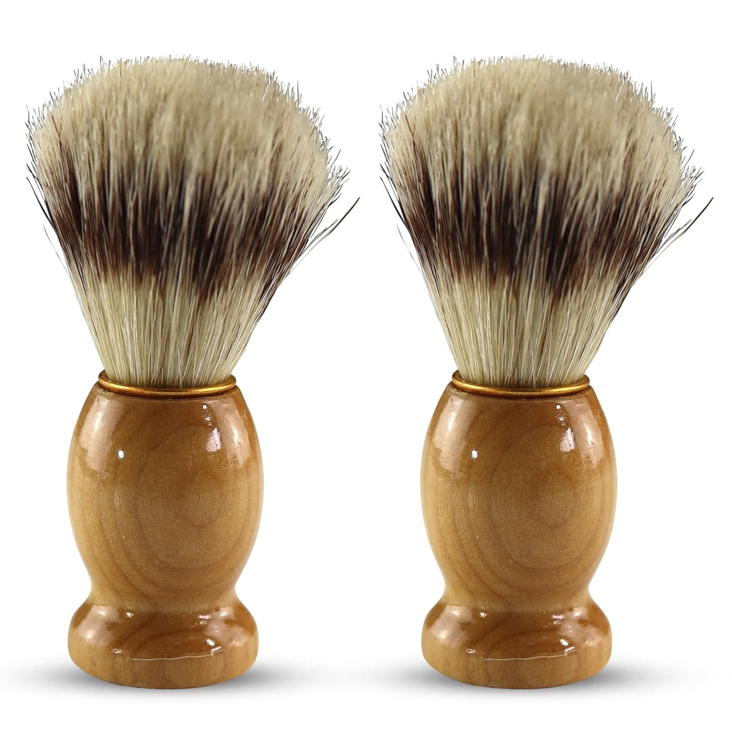 Iconikal 2-Pack Badger Hair Shaving Brushes with Wooden Handles - Premium Lather for Aerosol-Free Wet Shaving