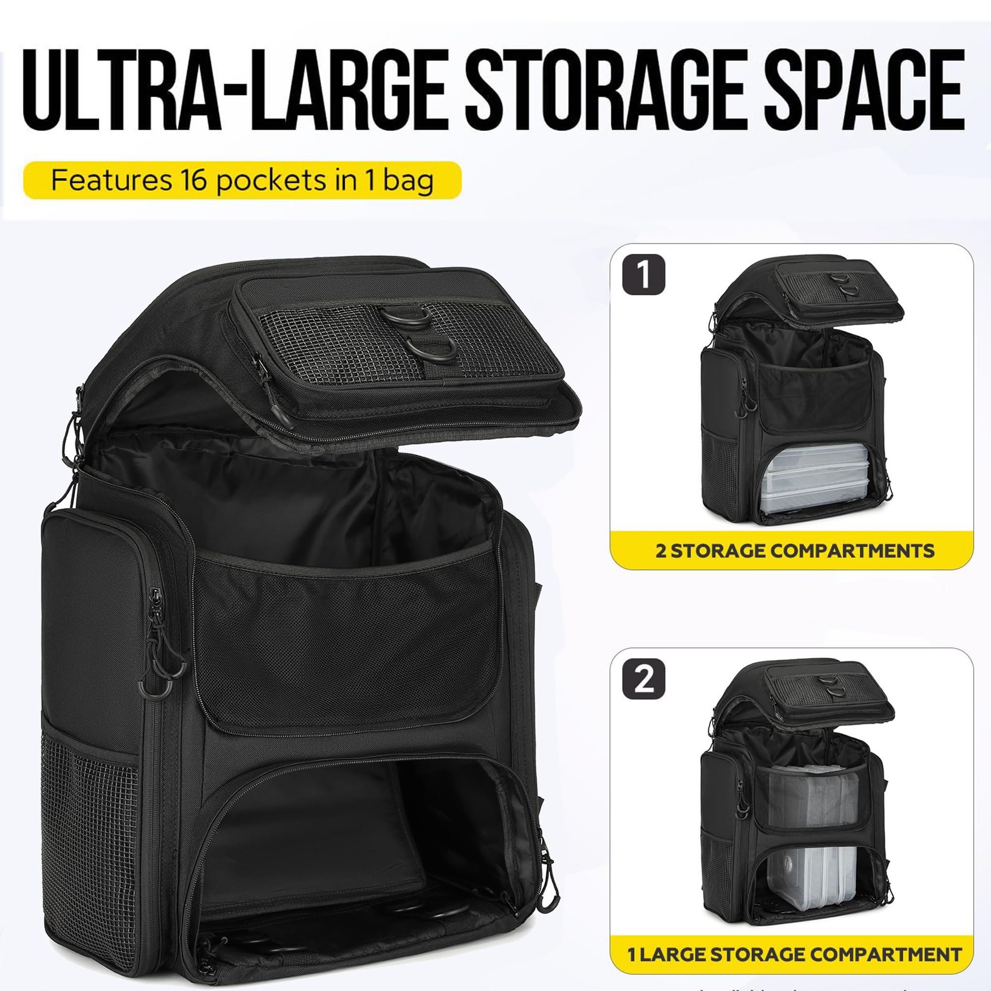 WYFCR Mochila de pesca con soportes para caña, bolsa de aparejos impermeable, bolsa de almacenamiento ligera e impermeable para pesca, adecuada para senderismo, caza, camping y viajes