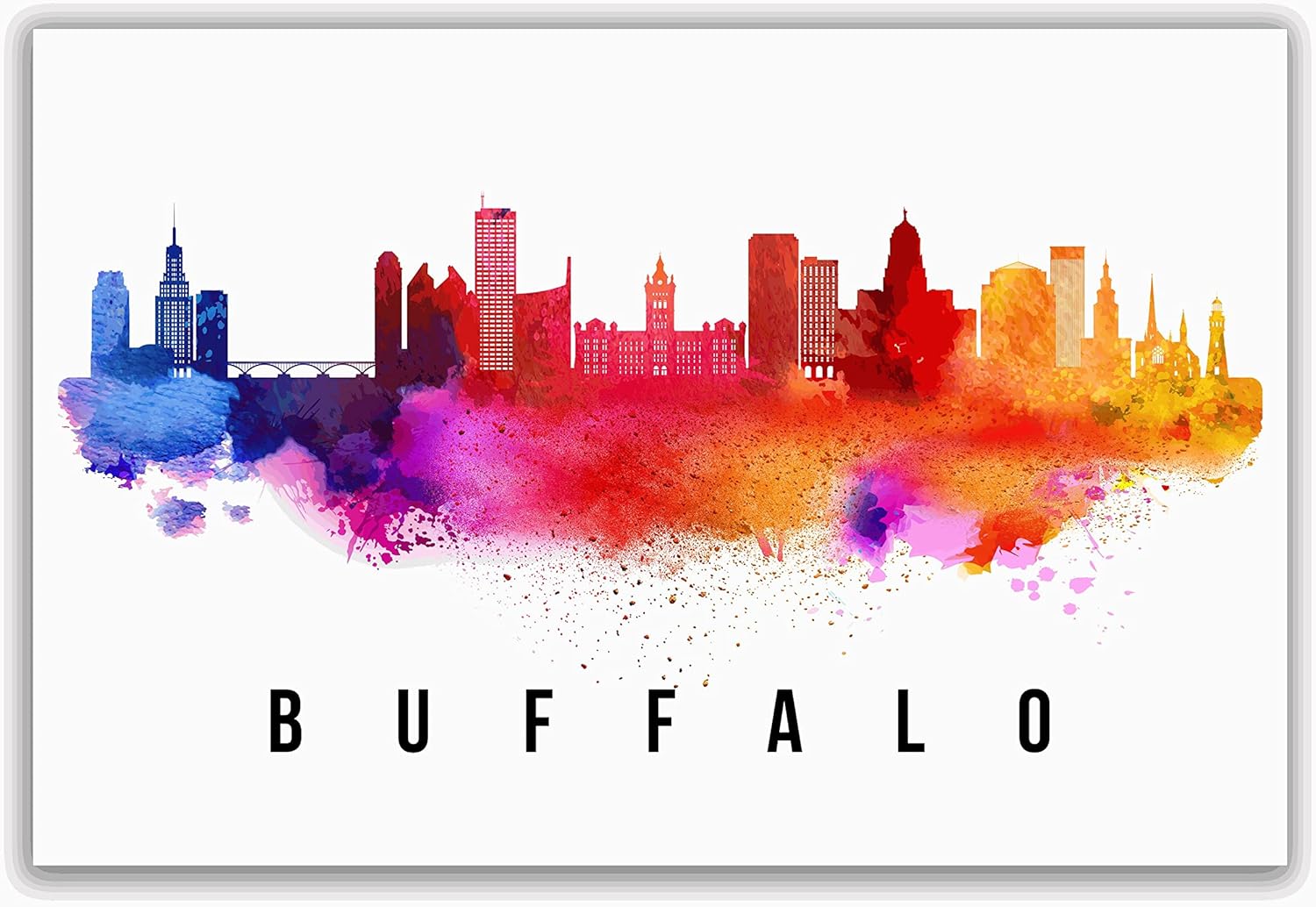 Buffalo Skyline New York Poster, New York Cityscape Painting, Buffalo New York Poster, Cityscape and Landmark Print, Home Wall Art, Office Wall Decor - 18x24 Inches