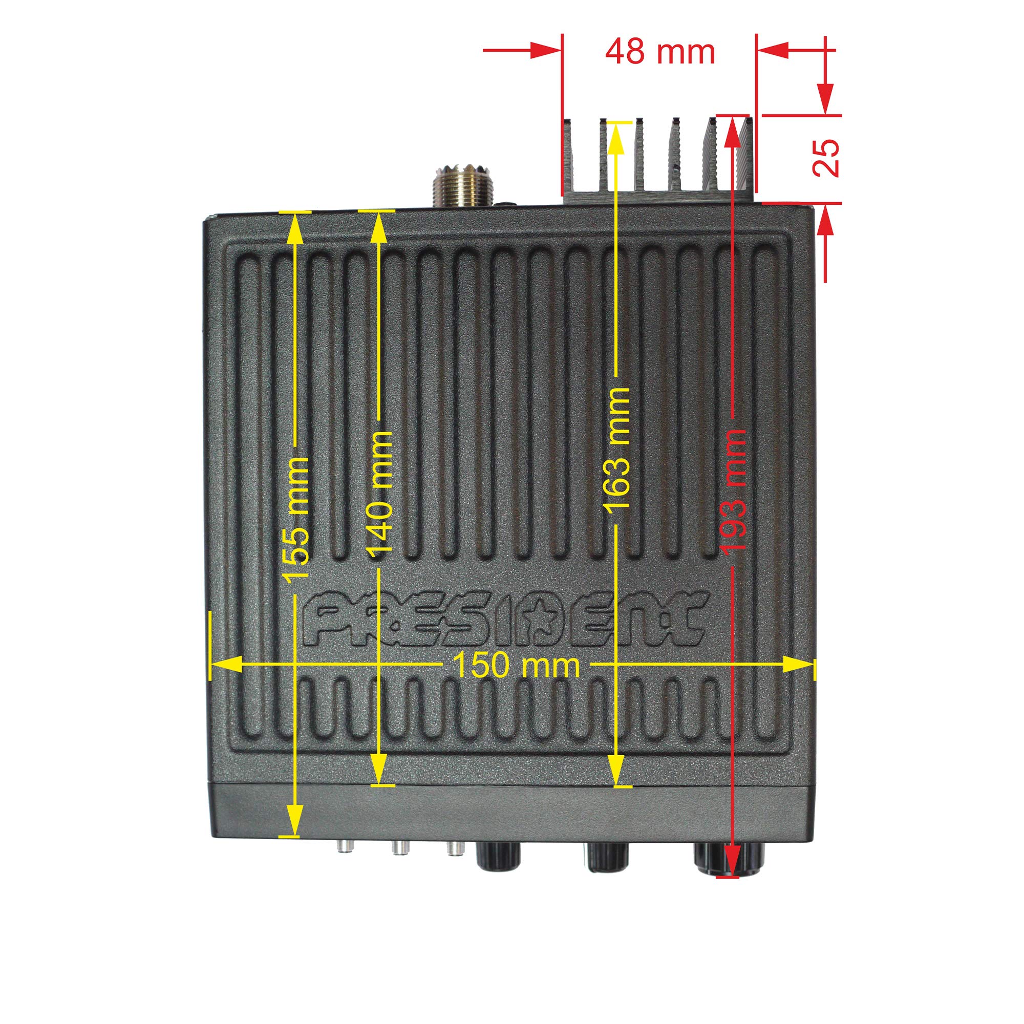 CB Station de Radio President Taylor IV ASC + antenne CB PNI ML70 Kit, 70 cm, 26-30 MHz, 200 W