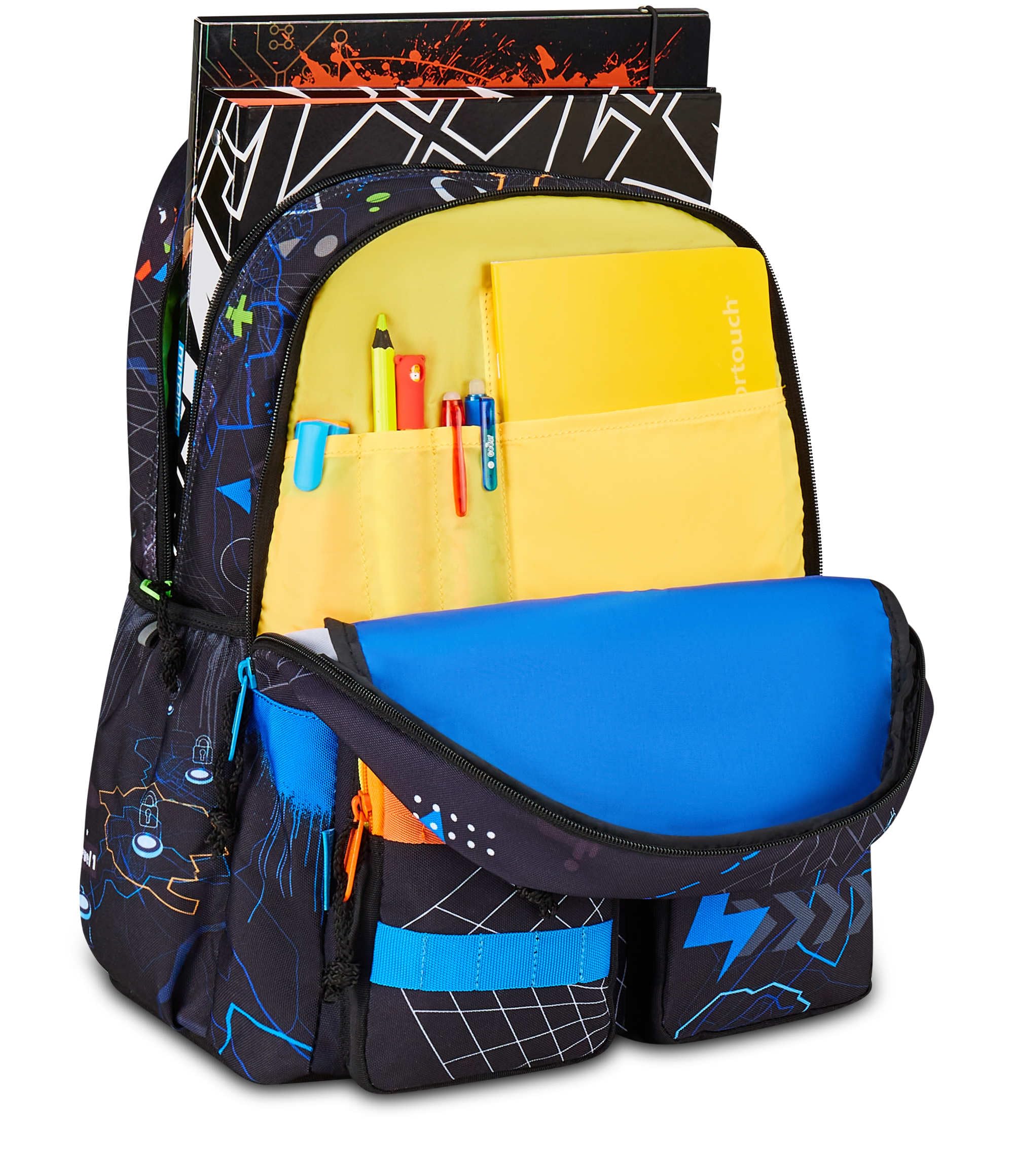 Mitama Zaino New Plus CYBERPLAY, Blu, Zaino Scuola Elementare, 30 L, Super Capiente, Ergonomico, Robusto, per Bambino