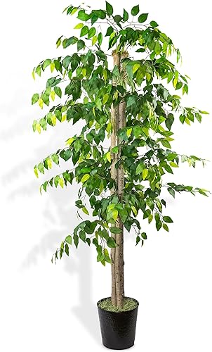 Miniatura 7 de LCG Florals - Árbol artificial de 6 pies para interiores en maceta de cobre, planta falsa de casa y decoración del hogar para sala de estar,