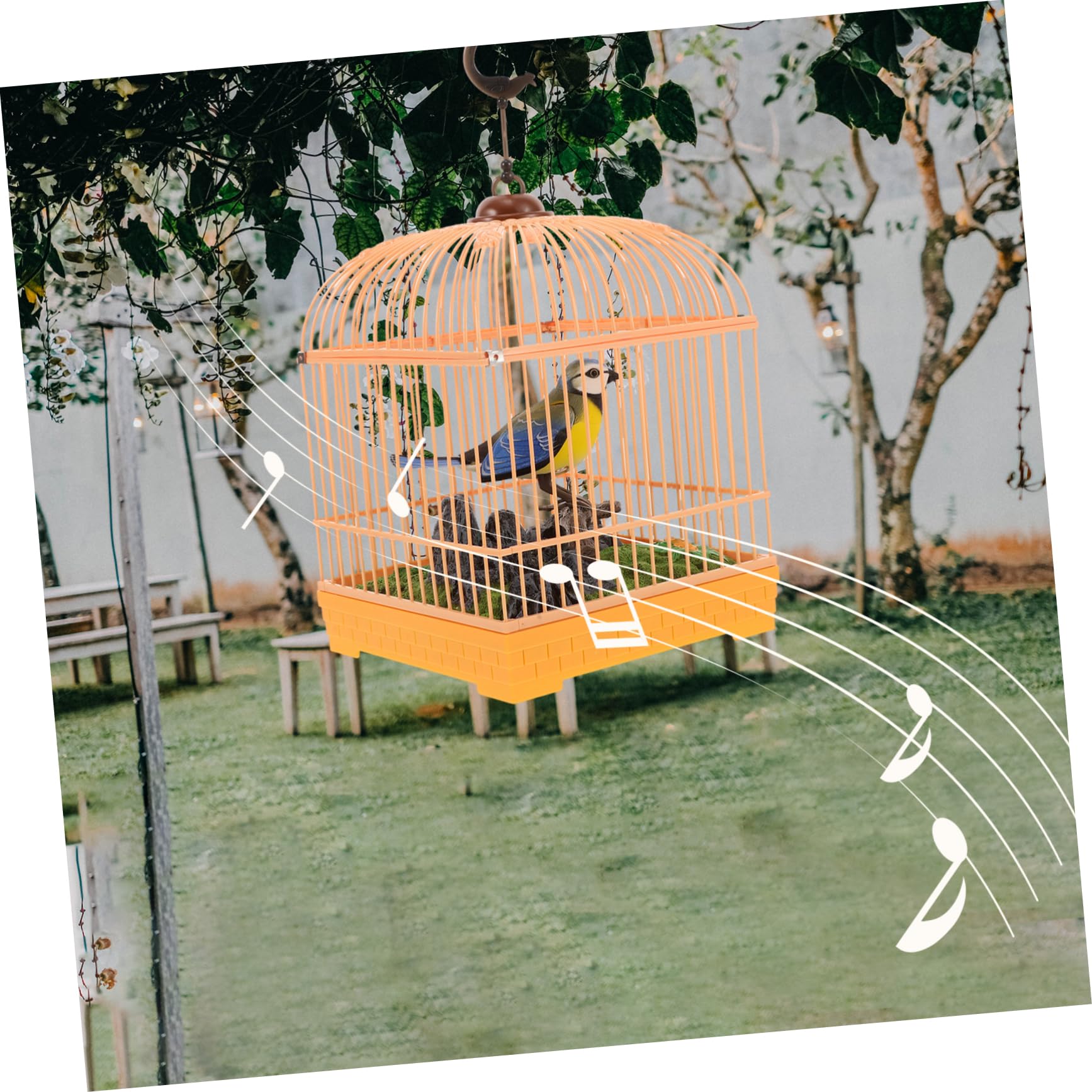 ifundom Juguete de Pájaro Jaula Activado por Sonido Diseño Realista y Portátil Pájaro Cantando y Chirriando Entretenimiento