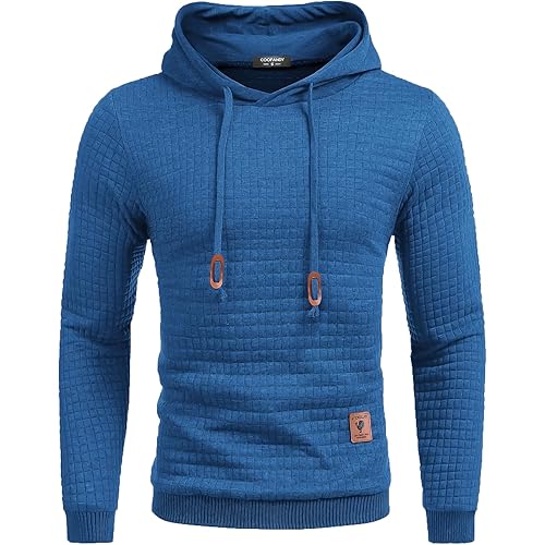 COOFANDY Mens Hooded Sweatshirt Casual Long Sleeve Drawstring Waffle Knit Pullover Hoodies