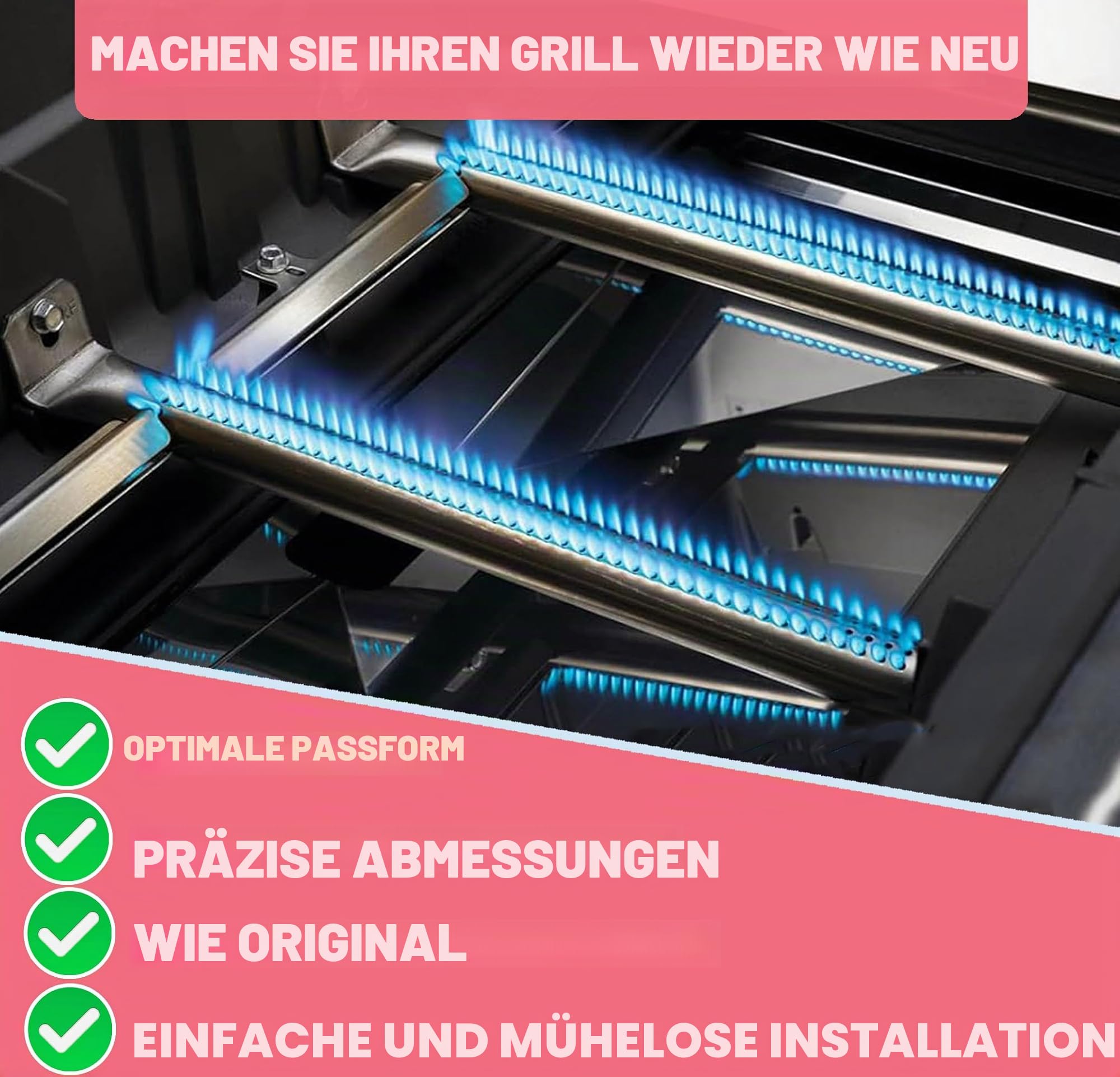 Grill Ersatzteile für Napoleon Gas Modelle LEX485/605/730 LE LD485 Serie Grills S81001, Heavy Duty Brennerrohre, BBQ Reparaturset, 4 Stück