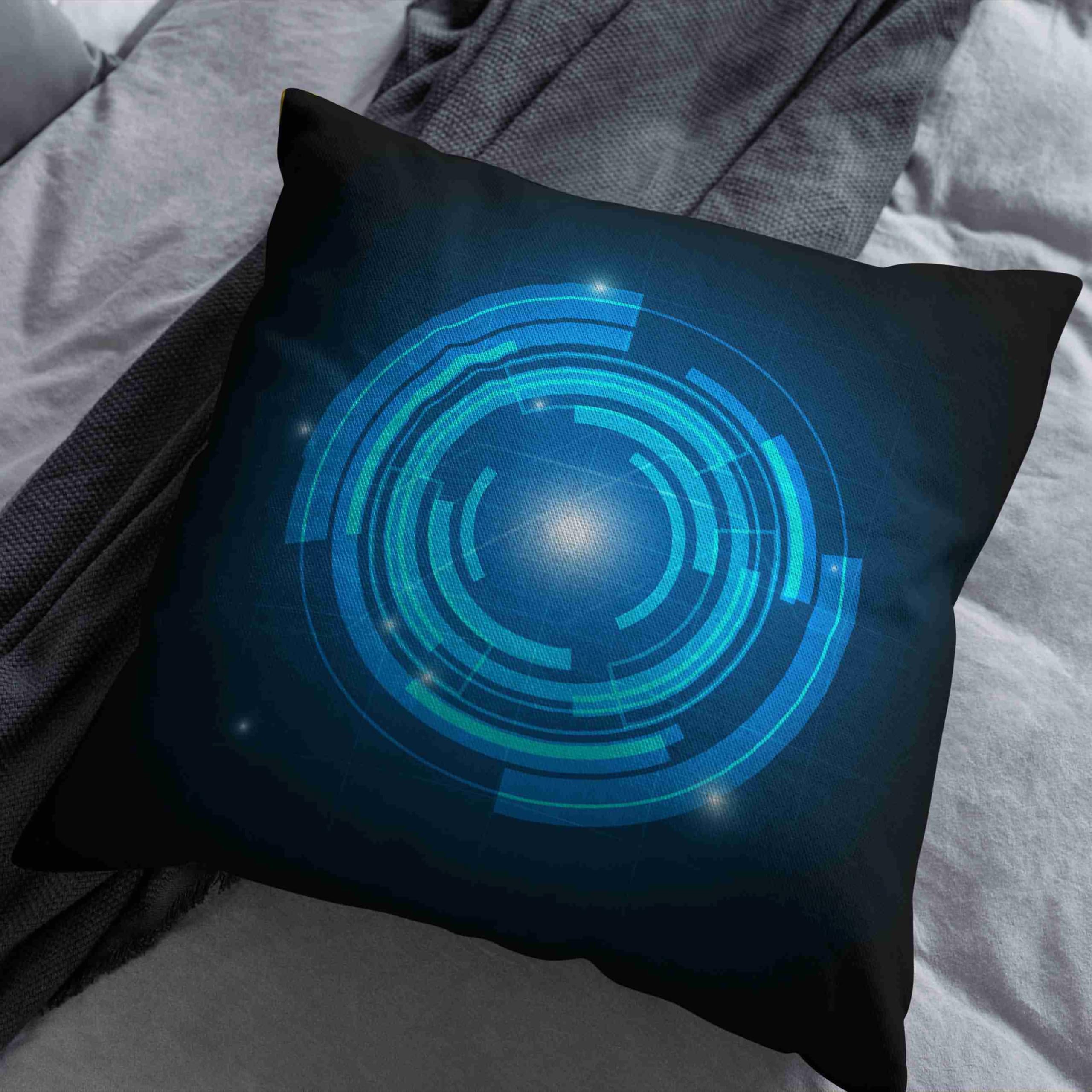 Lino Federe per Cuscini Letto Matrimoniale Fodera per Cuscino in Cotone 50x50cm, Arte Geometrica Fodere per Cuscini Seduta Divano Fodera per Cuscino Elastico Blu 4Pcs