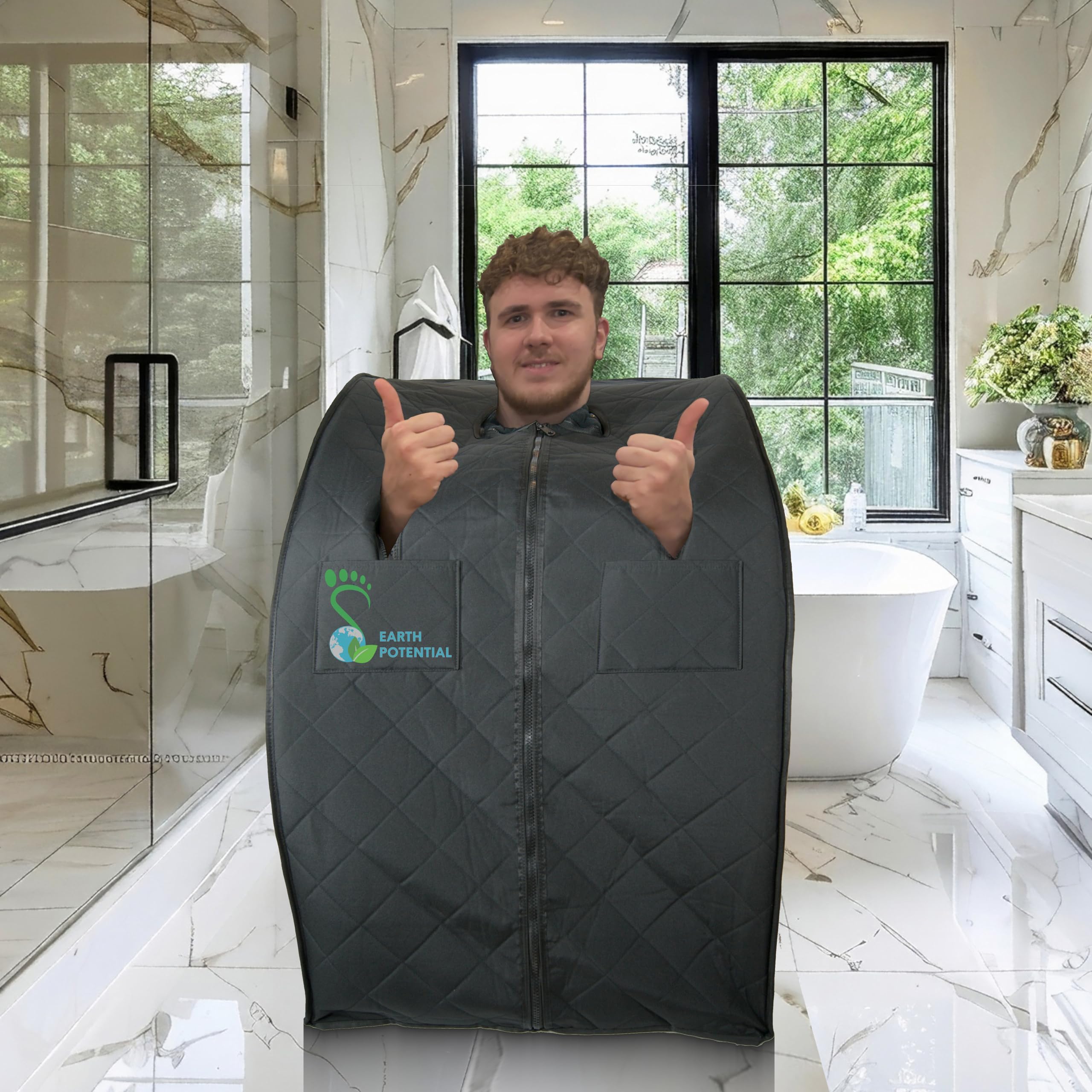 Portable Far Infrared Sauna Tent – Full Spectrum 1 Person Indoor Sauna with Timer, Infrared Heaters, Foot Pad, Washable Cover & Chair – Compact Home Sauna for Relaxation, Comfort &